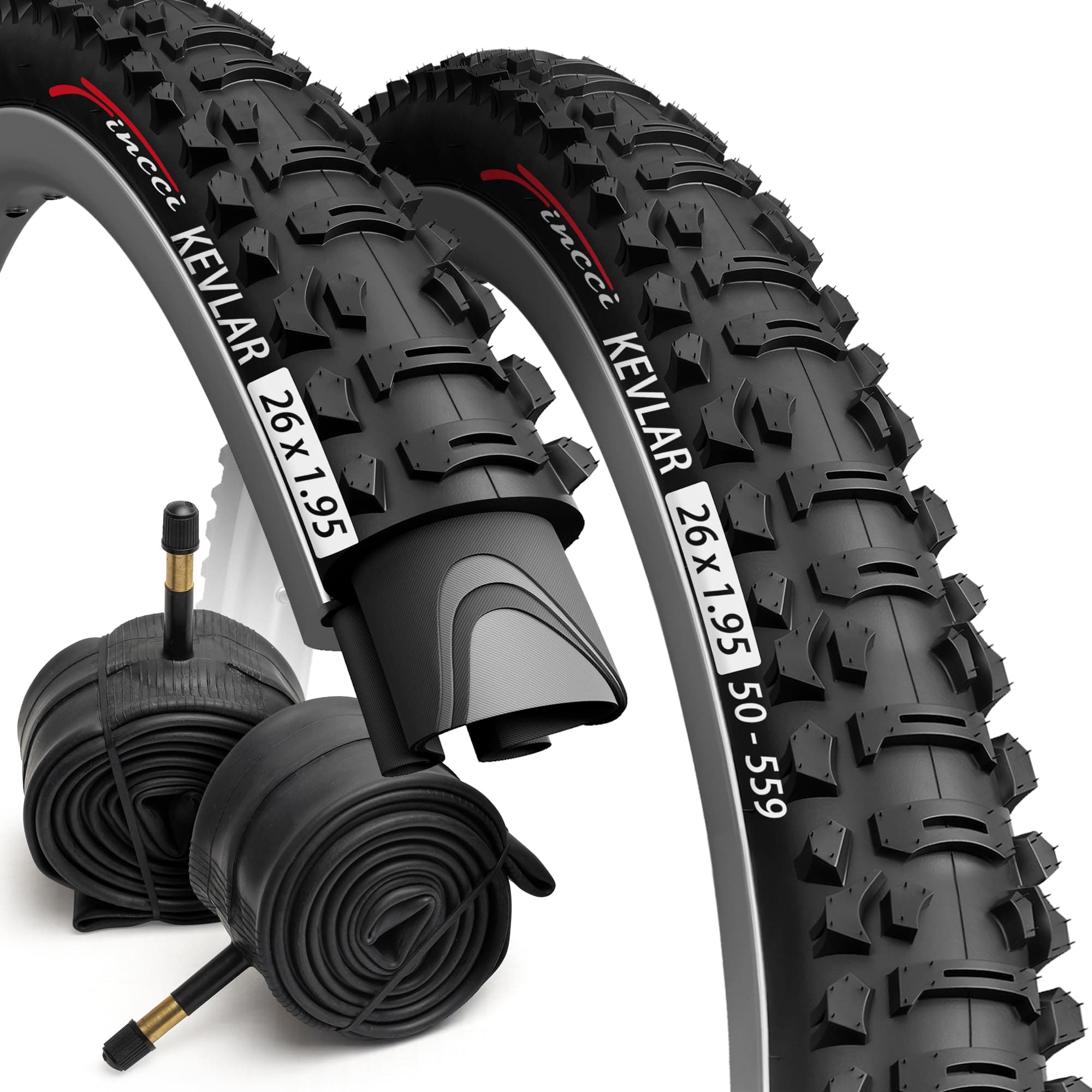 Fincci 26 x 1.95 Bike Tyre Inch 50-559 Foldable 60 TPI Tyre for MTB