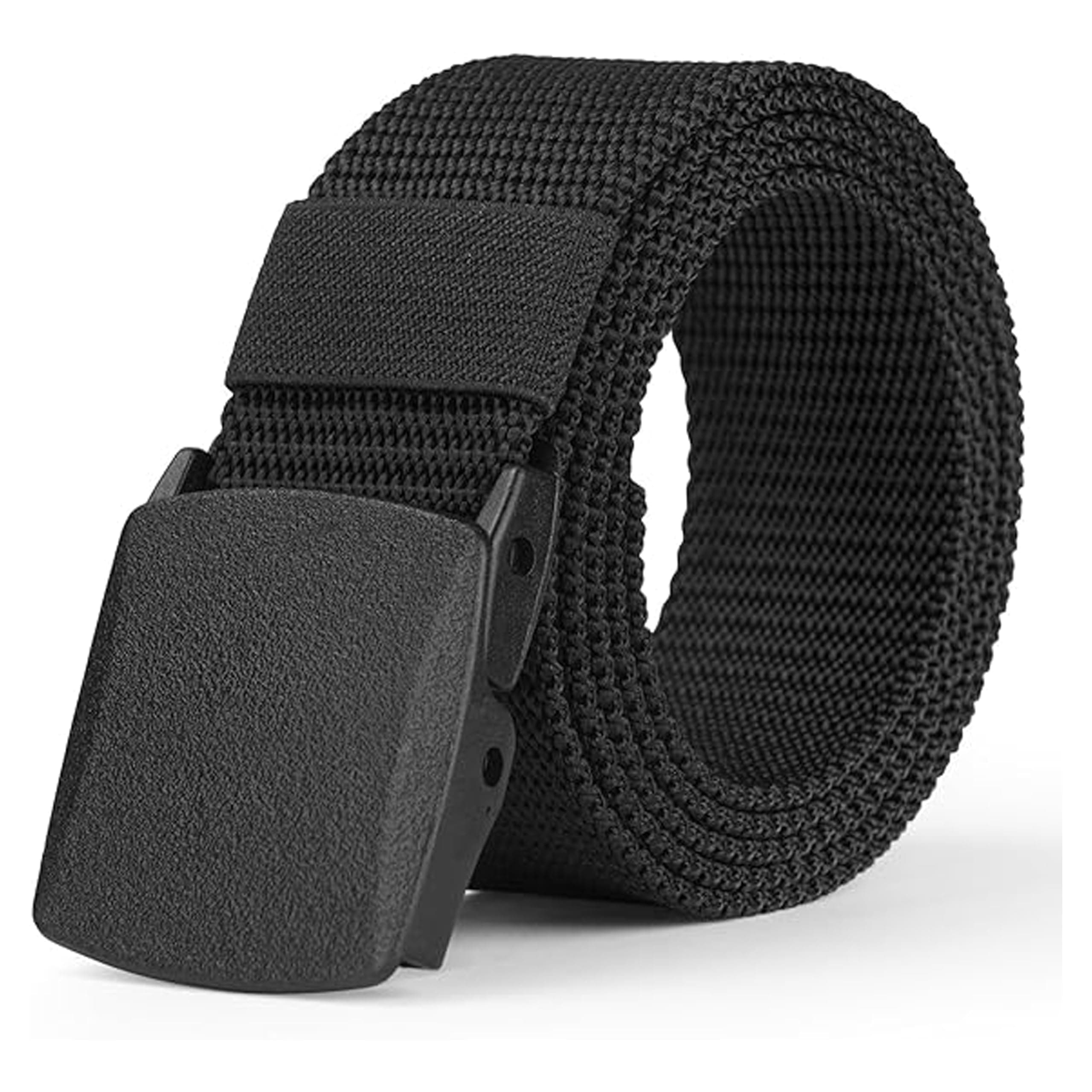 – Men's Adjustable Work Belt Durable Nylon Canvas Metal-Free Buckle Effortless Airport Screening Ideal for Golf Travel Casual Wear Everyday Comfort Versatile Belt Design Easy Fit