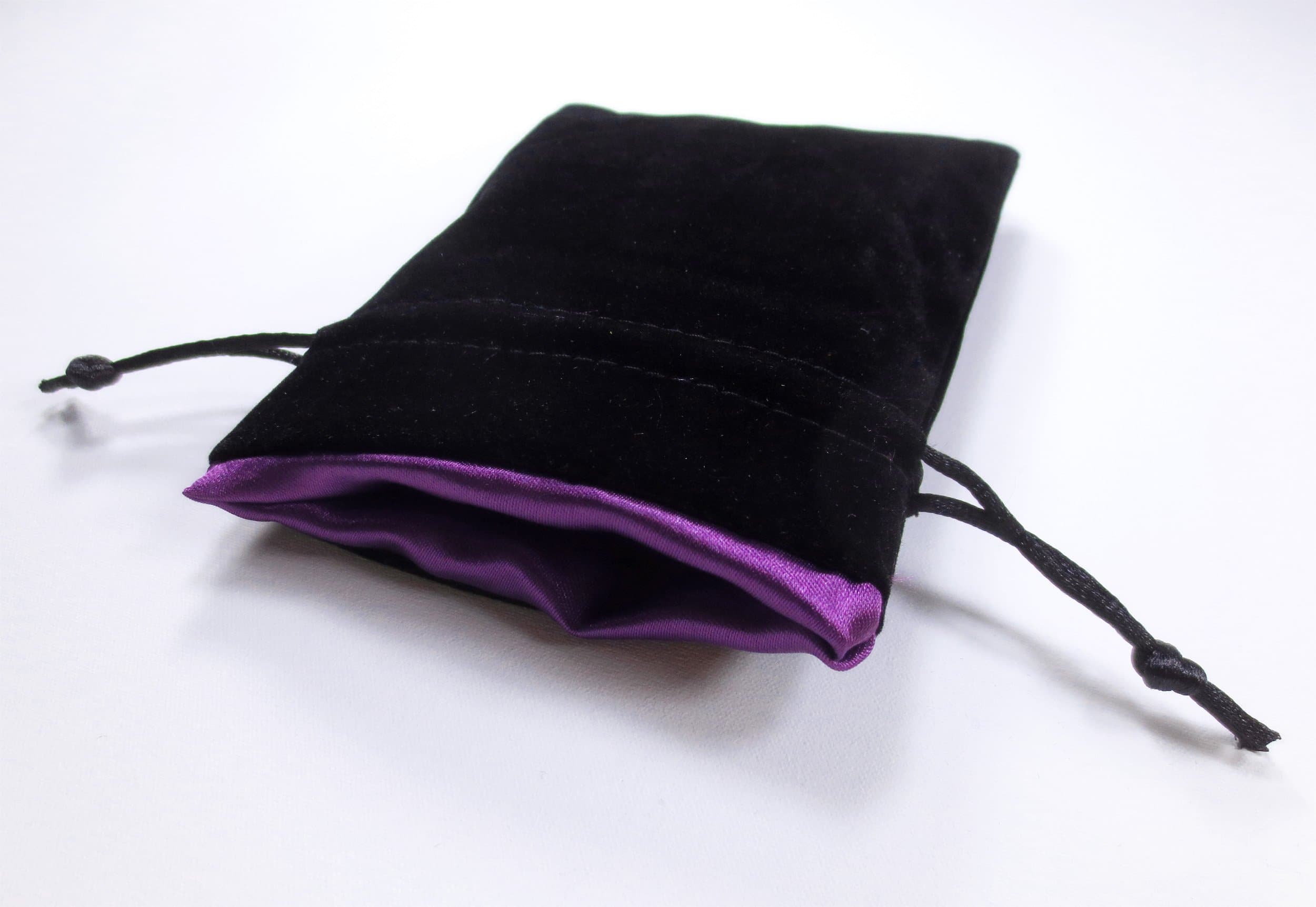 4x5 Royal Purple Premium Black Velvet Dice Bag with Strong Purple Satin Lining (Dice Bag Capacity is 5 Sets / 35 Dice)