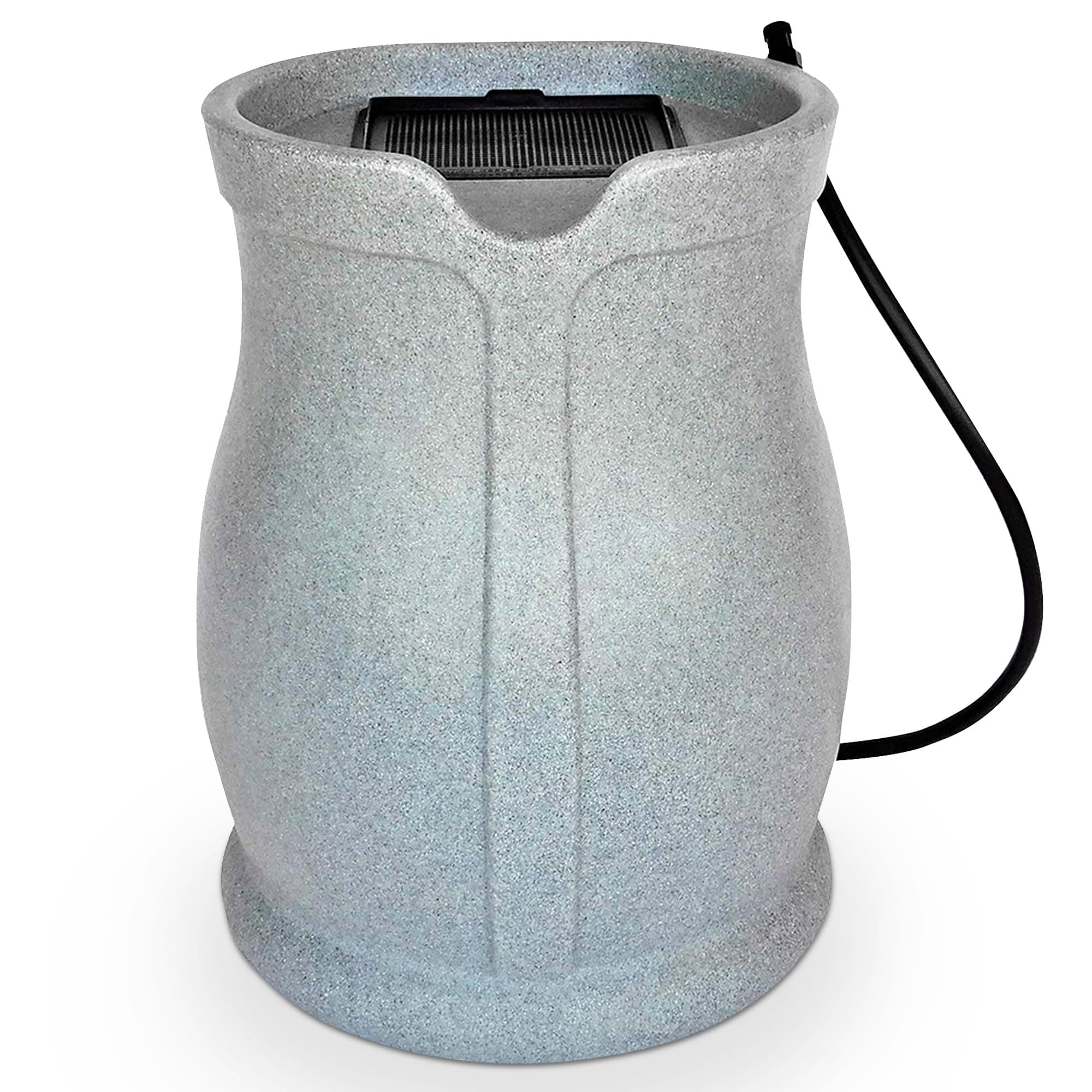 FCMP Outdoor Catalina 45-Gallon Rain Barrel – BPA-Free Flat-Back Design with 3.5 Foot Garden Hose, Shut-Off Thumb Valve, and Fixed Lid (RB-CAT-LTGRNT) Light Granite