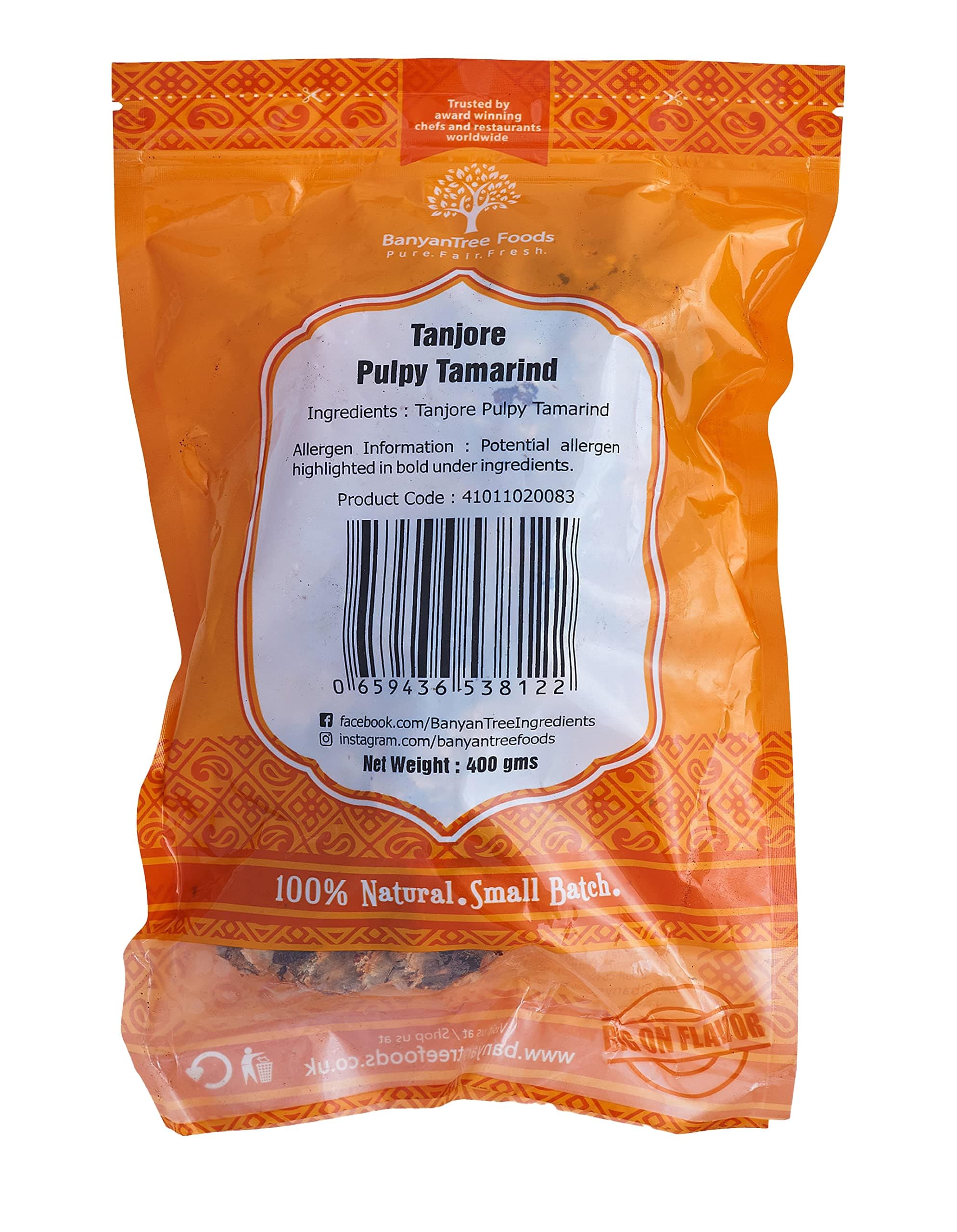 BanyanTree Foods Seedless Dried Tamarind 400g~ All Natural, Indian Origin