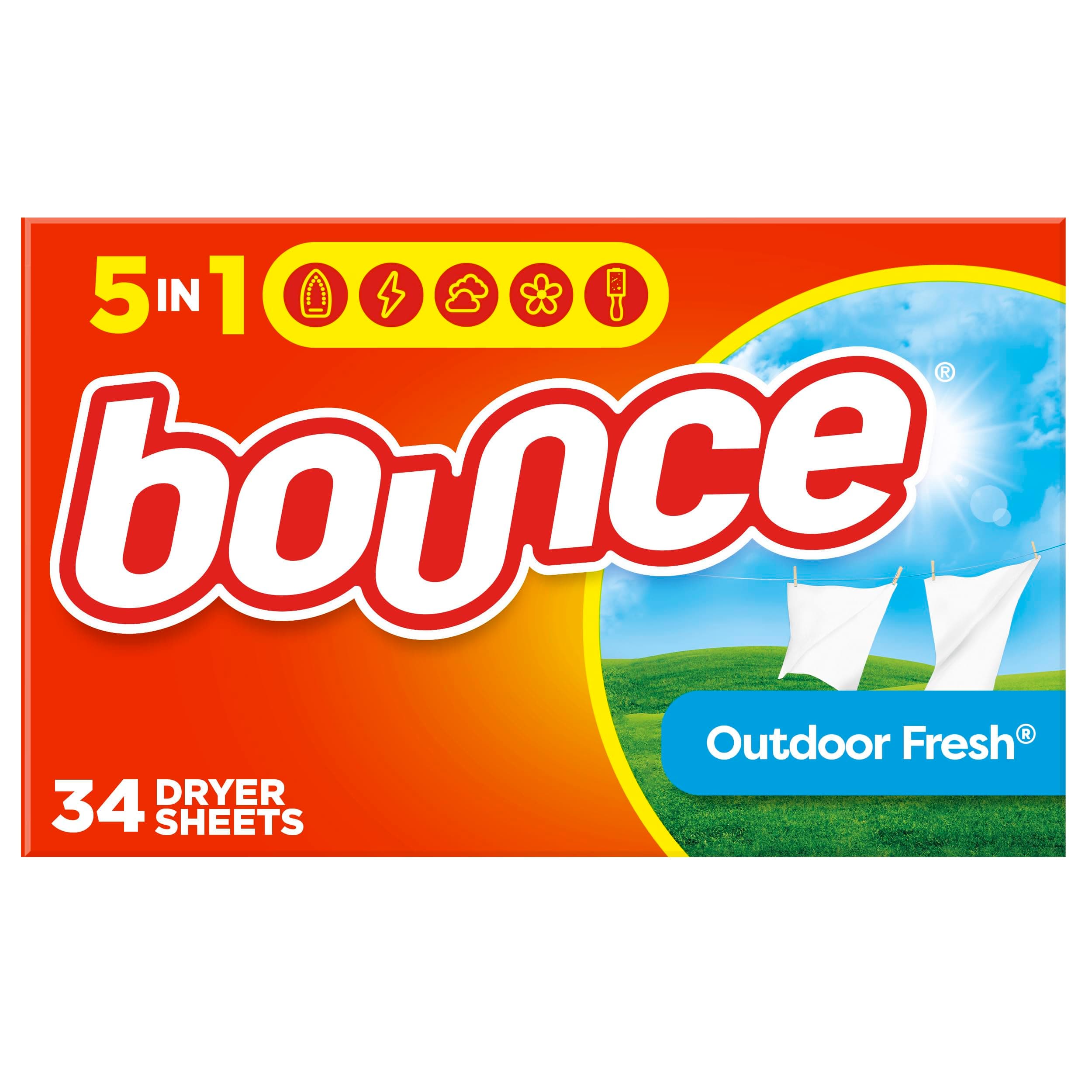 Fabric Softener Dryer Sheets, Outdoor Fresh Scent, 34 Count