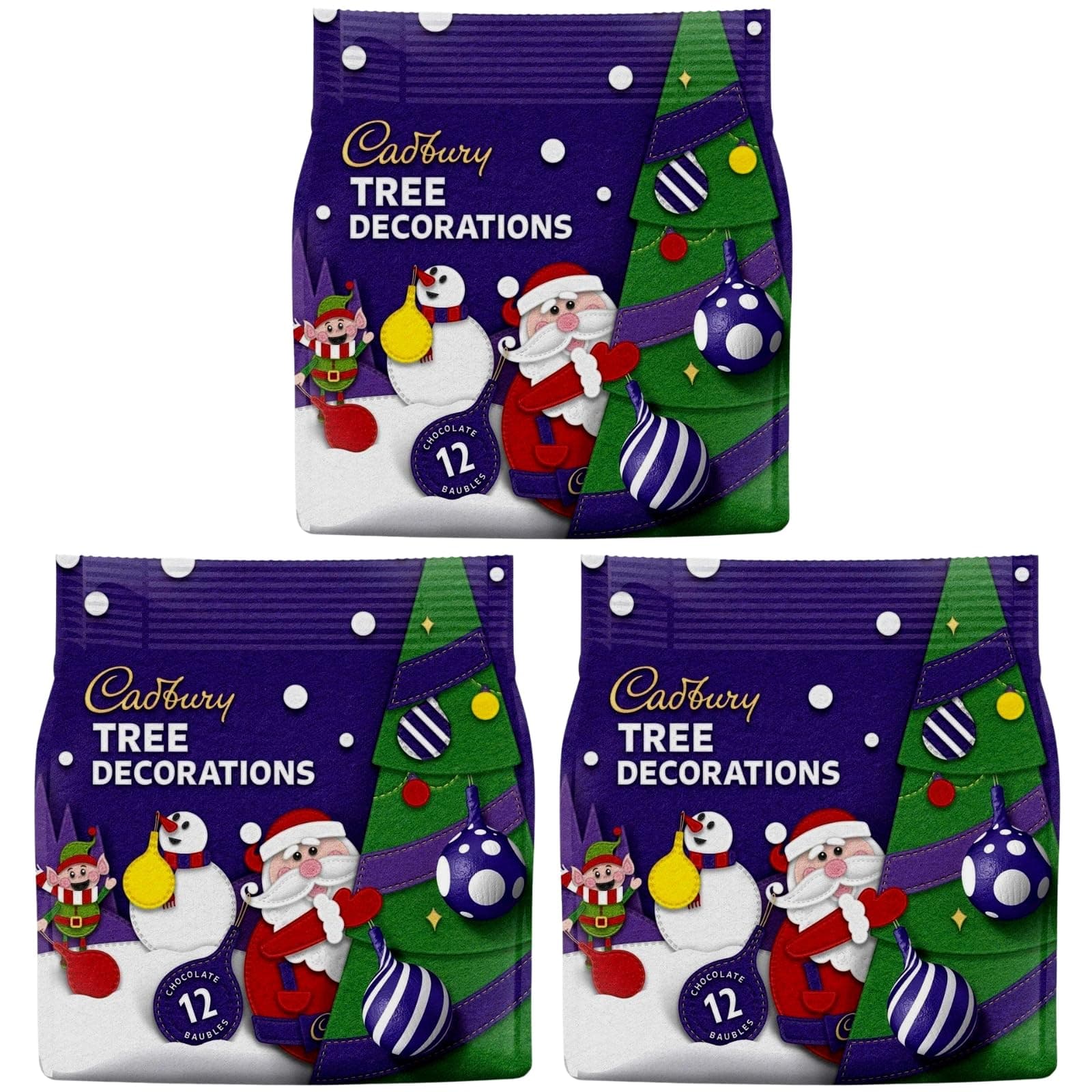 Christmas Cadbury Milk Chocolate Baubles Tree Decorations 72g Pack of 3 | Gifts for Women And Kids