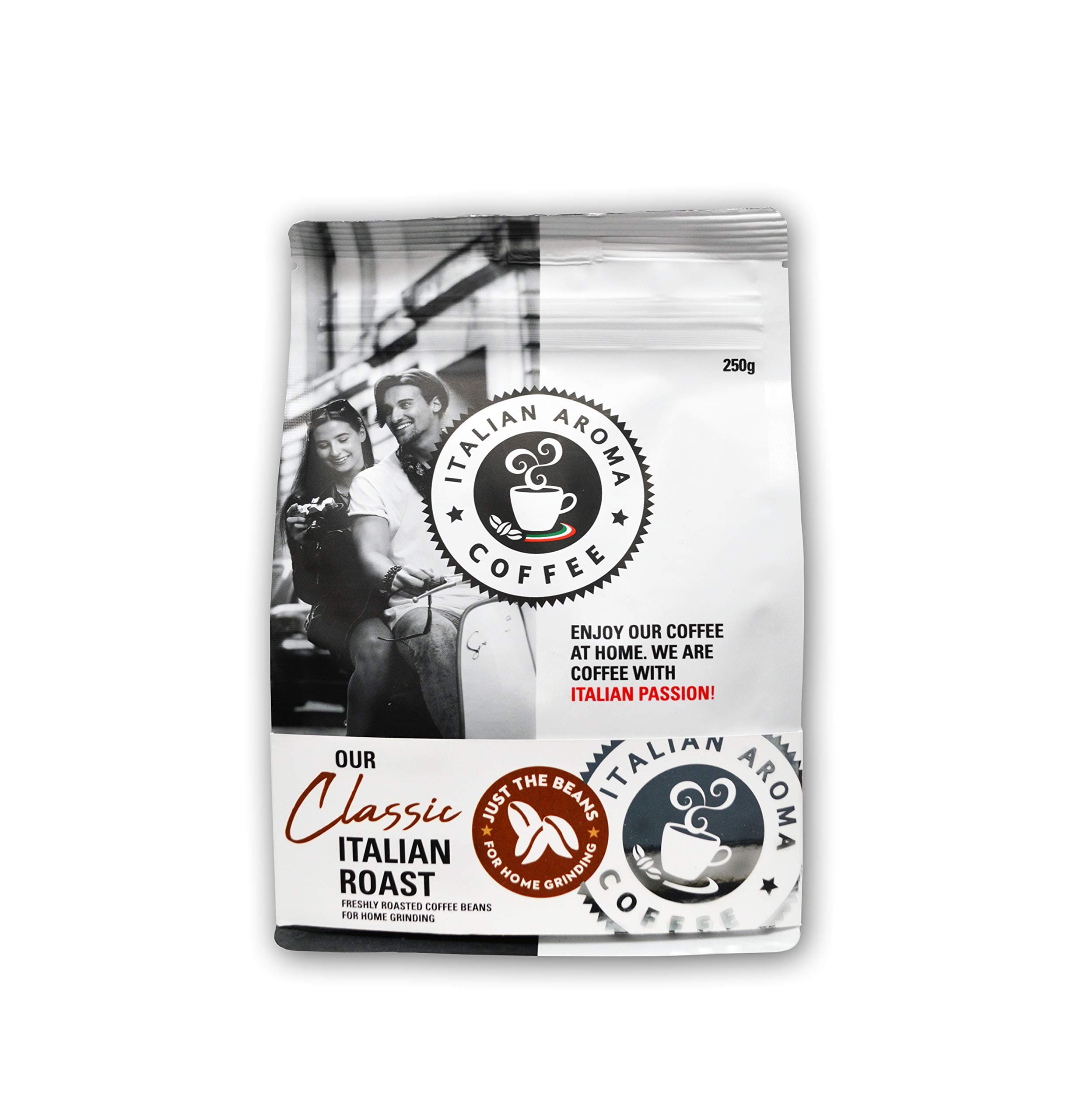 Italian Aroma Coffee Beans - Just the Beans for your Home Grinding - 250g