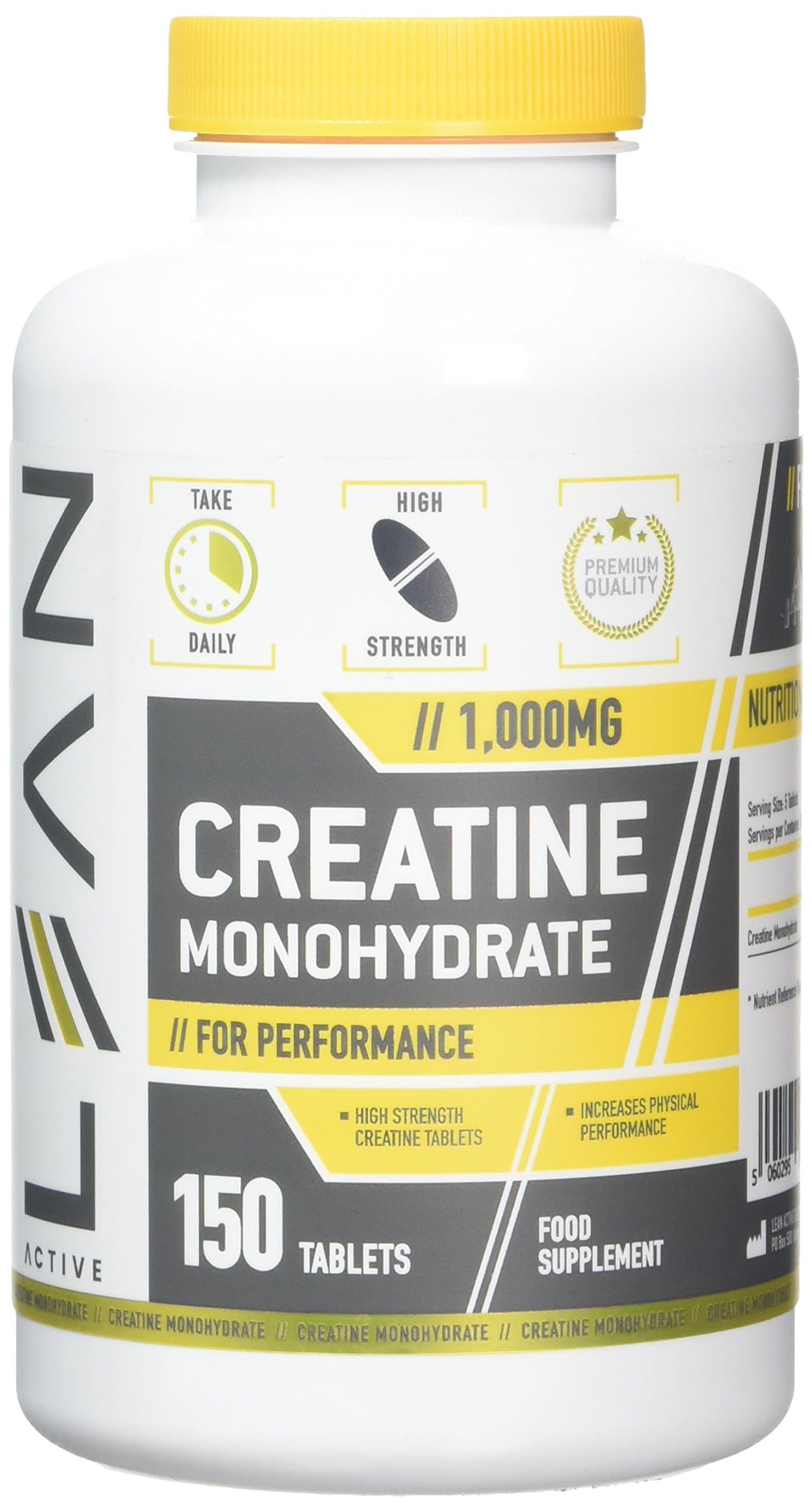 LEAN Nutrition Creatine Monohydrate Tablets - Creatine Capsules For High Intensity Workouts - 1000mg - 150 Tablets