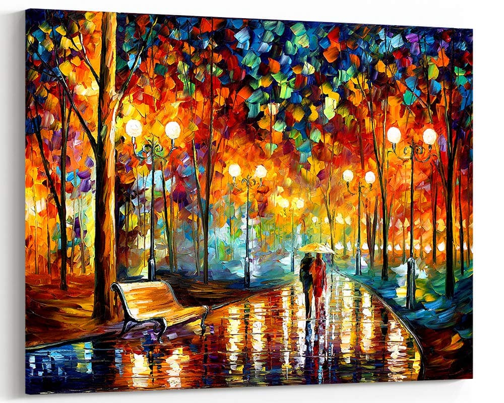 Rain's Rustle II By Leonid Afremov Gorgeous rain-soaked print Wall Art on canvas (Rain's Rustle II, 36"x24")