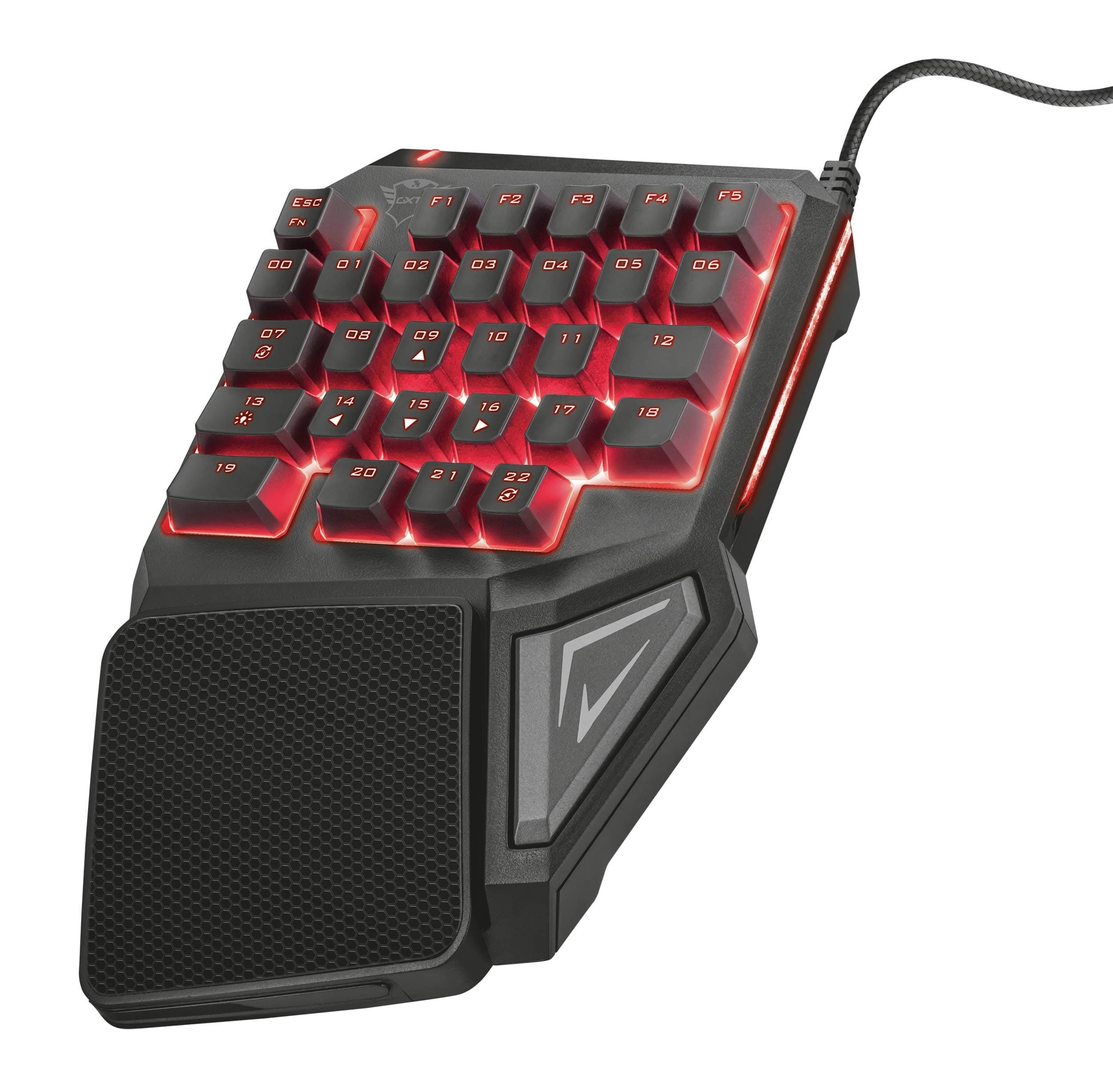 Trust Gaming GXT 888 Assa Gaming Keyboard, Single Handed Keypad, RGB Illuminated, Programmable - Black