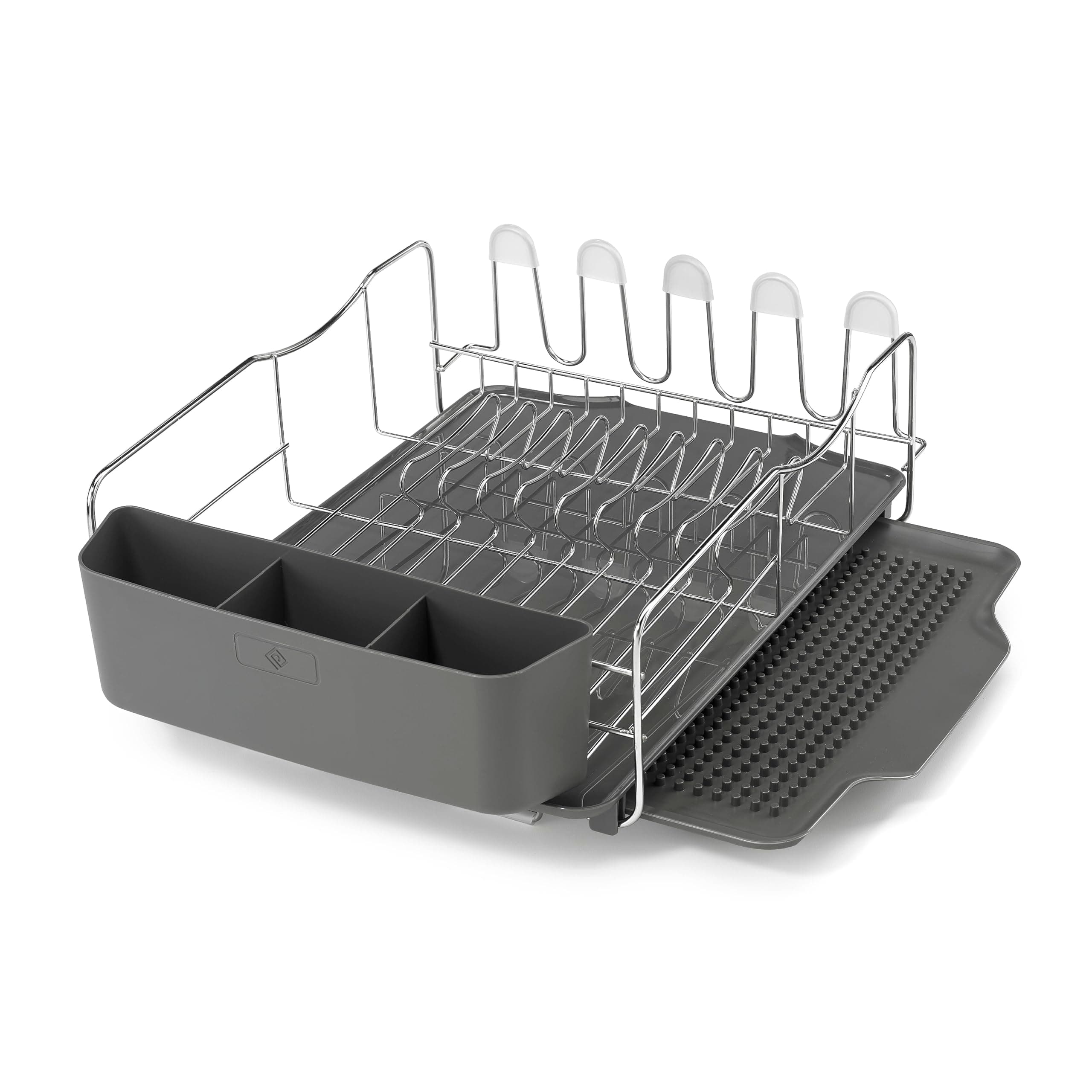Polder 4-Piece Advantage Dish Rack System, Stainless Steel, Grey