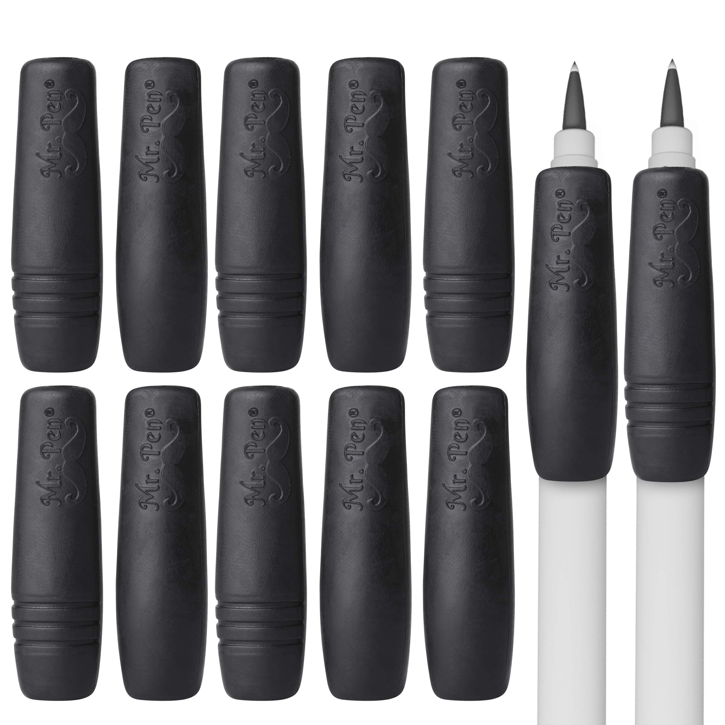 Pencil and Pen Grips, 12 Pack, Black, Pencil Grips for Adults, Rubber Pencil Grips, Pen Grips for Adults with Arthritis, Ergonomic Pencil Grip, Pen Gripper