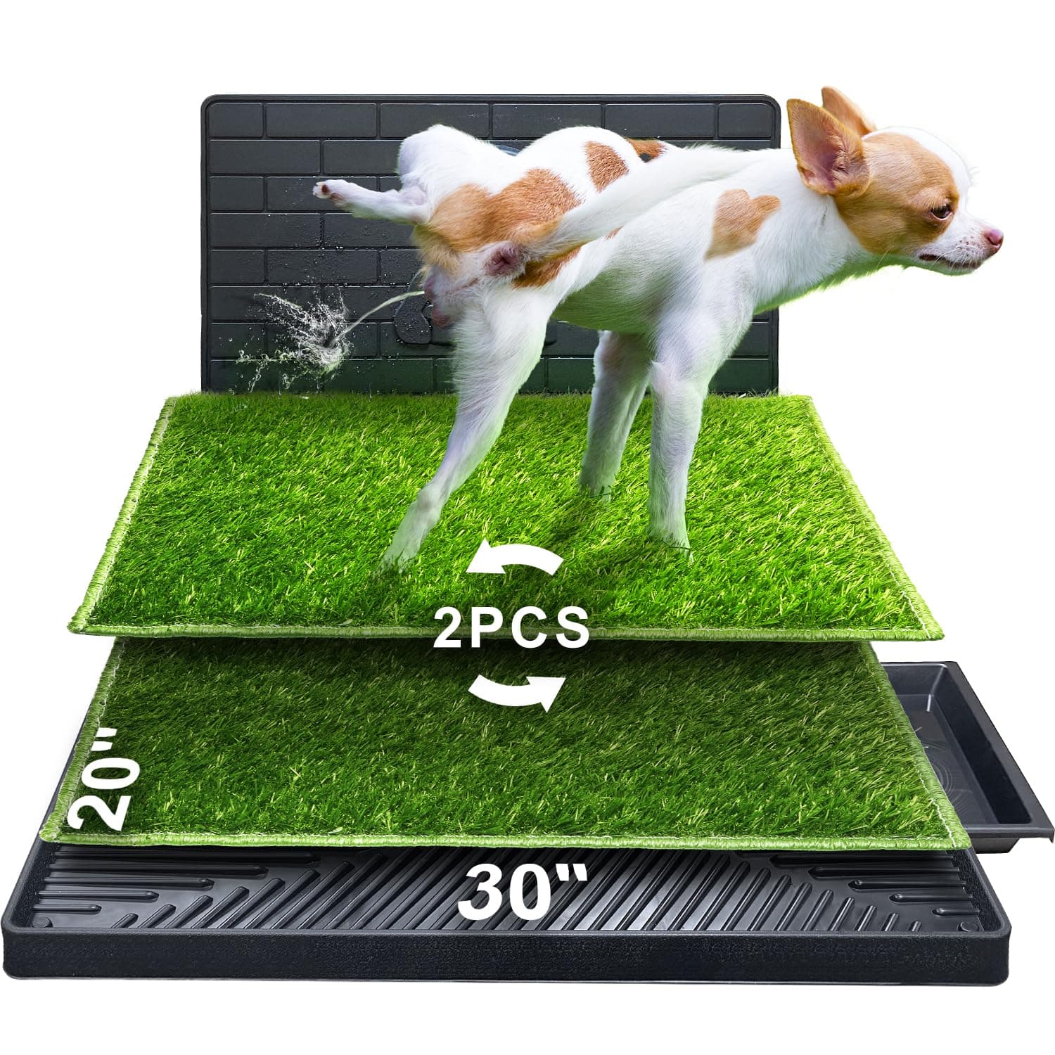 Hompet 2 Pcs Artificial Grass Dog Potty, Portable & Reusable, Green, 71 x 46 cm, for Small/Medium Dogs