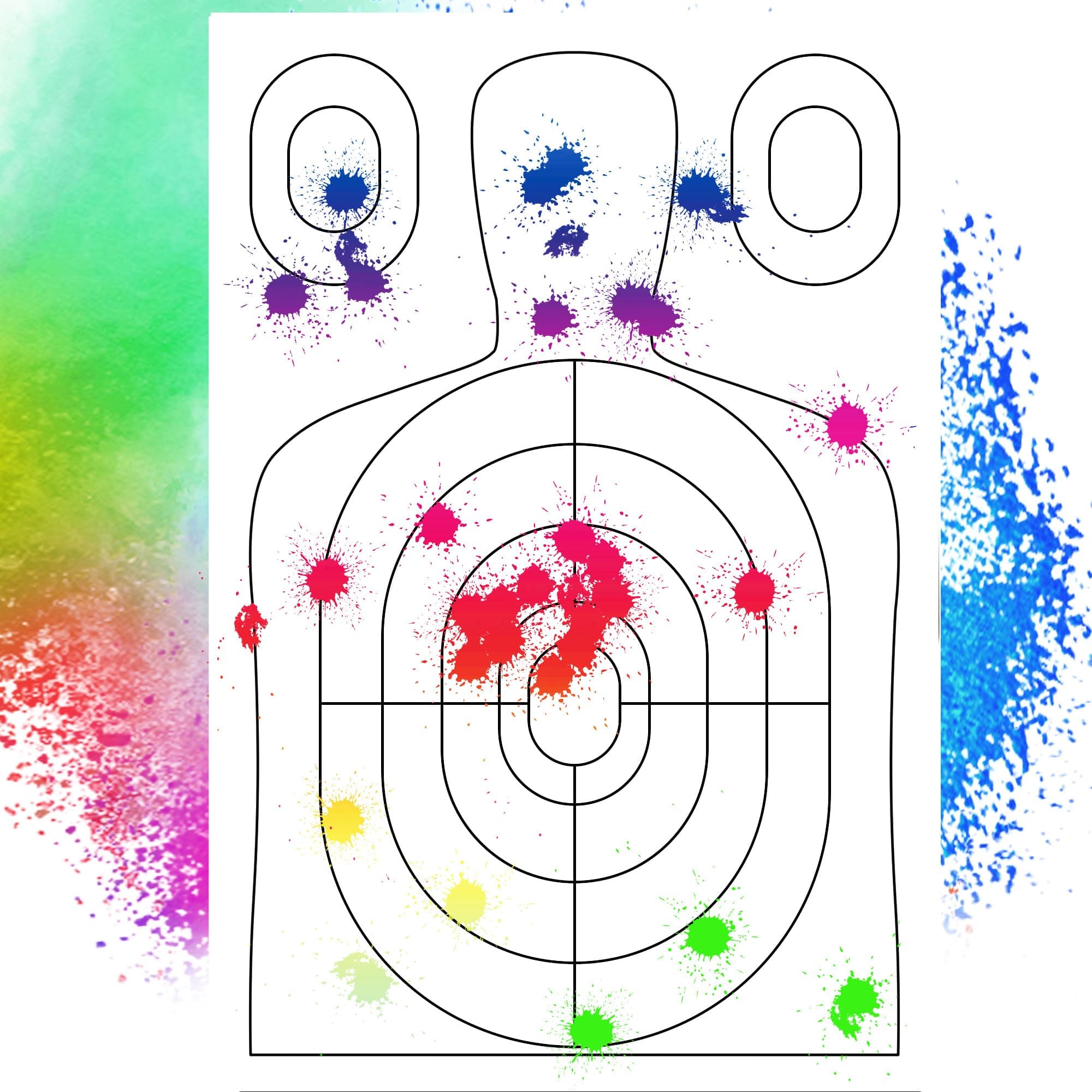 Gel Foam Blaster Water Gun Color Changing Target 24 x 16 Inch Practice - Splatter - Reusable - Self Reset for Outdoor and Indoor Games (3 Pieces, Rainbow)