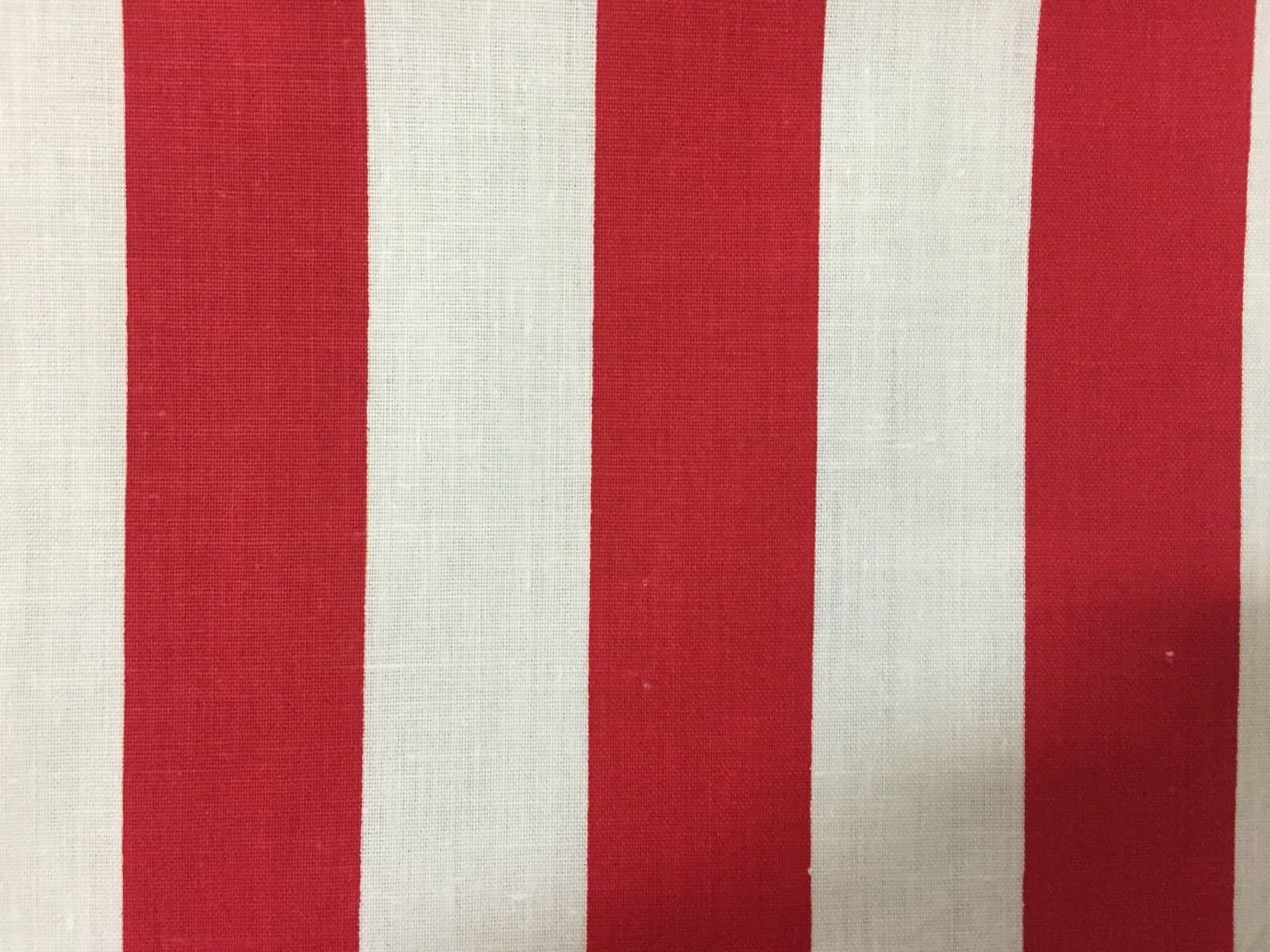Red White One Inch Striped Poly Cotton Fabric - Sold By The Yard - 58" / 59"