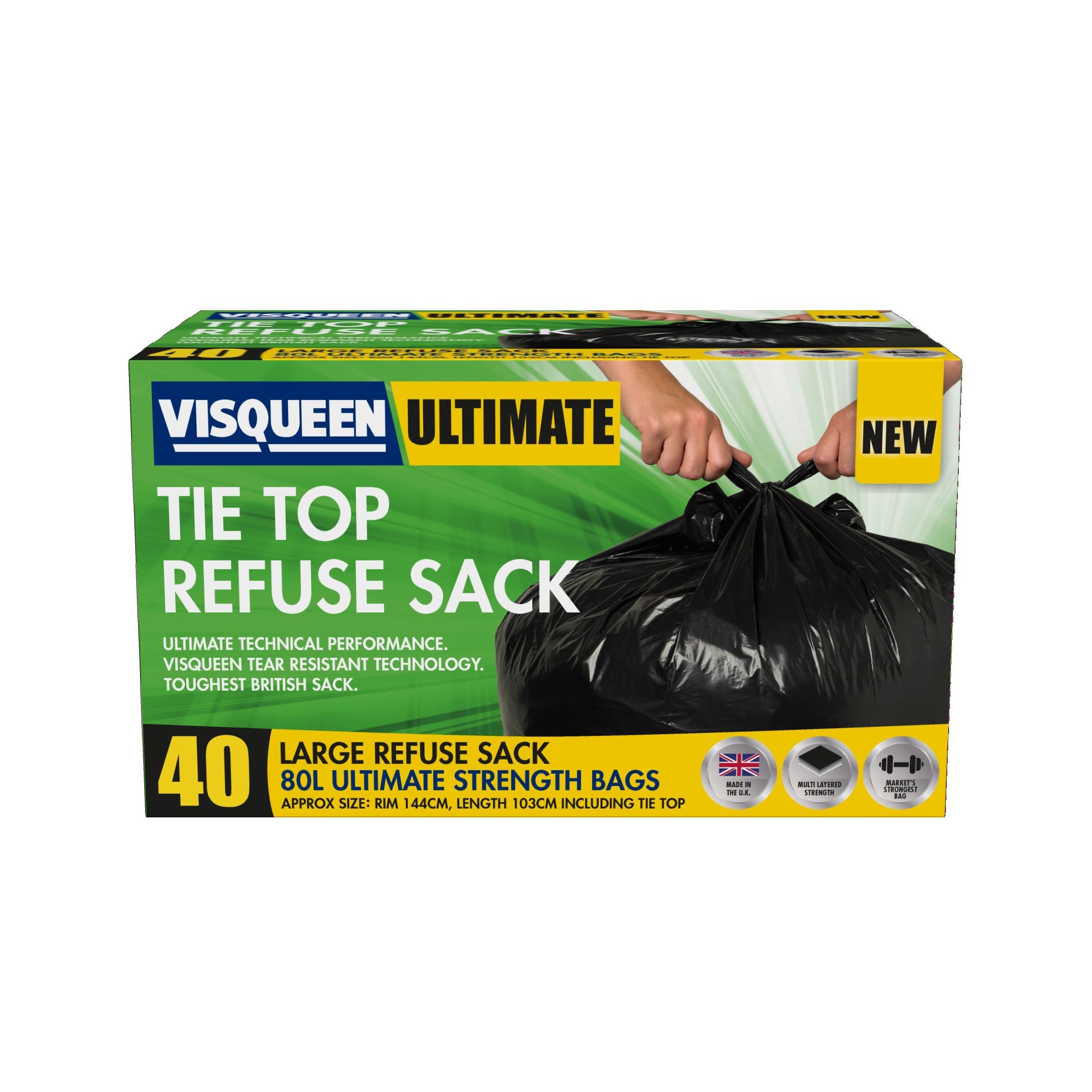 Visqueen Ultimate Tie Top Refuse Sack 80L 40 Pack