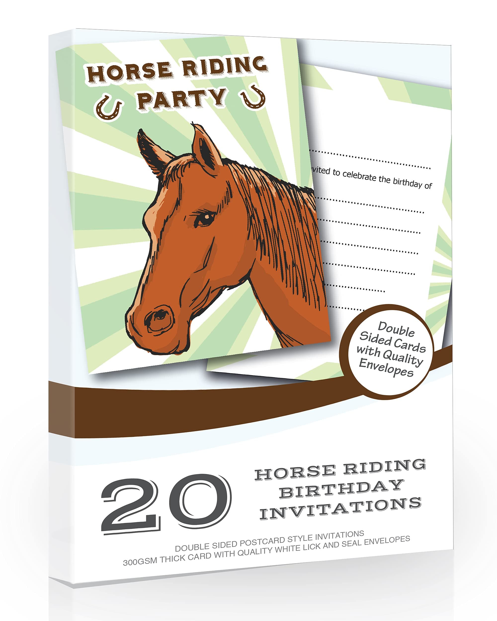 Olivia Samuel 20 x Horse Riding Party Invitations - Kids/Teen Birthday Invites - A6 Postcard Size with envelopes