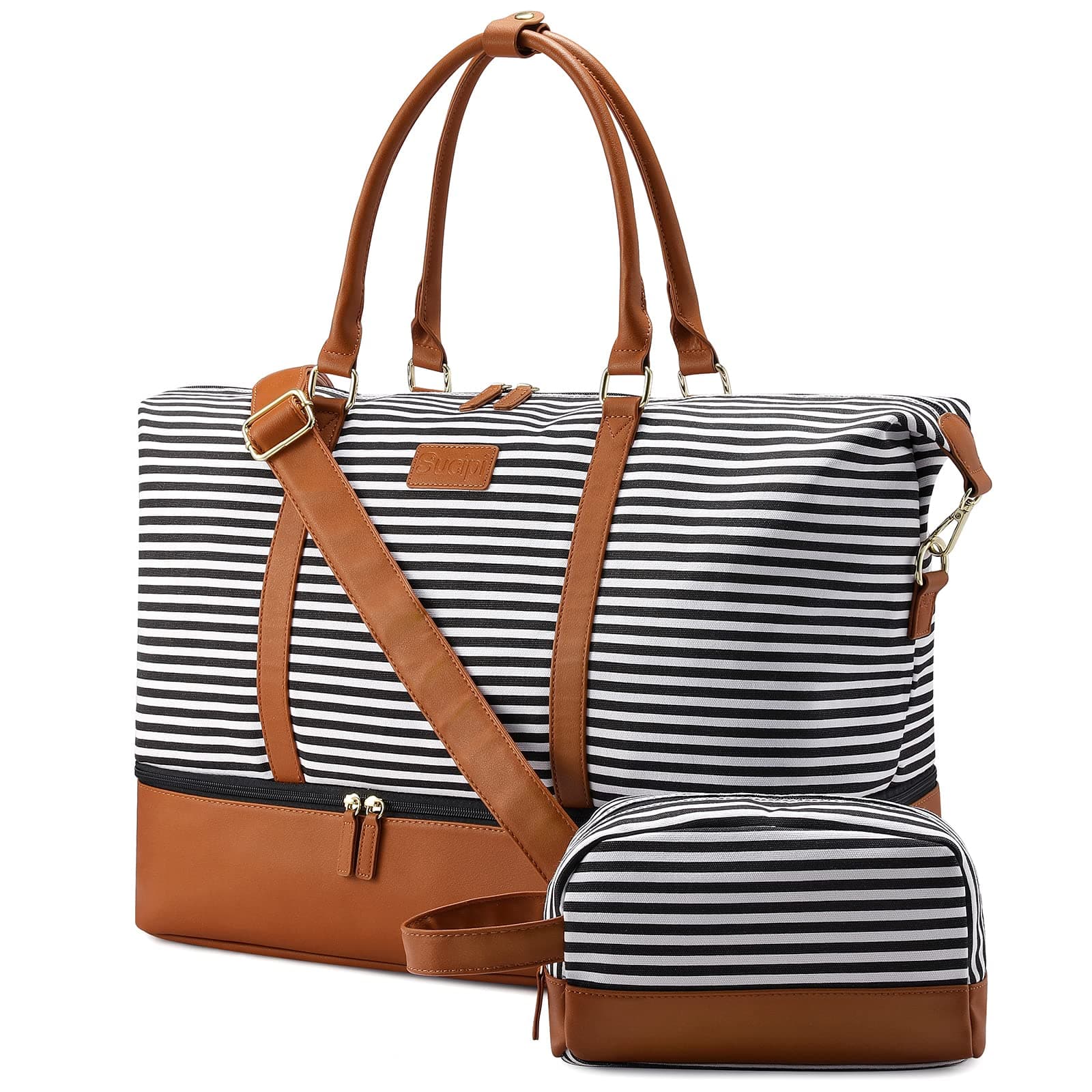 SucipiWeekender Bags for Women Canvas Travel Duffle Bag with Shoe Compartment Overnight Bag Carry on Gym Duffel with Toiletry Bag for Traveling Weekend Hospital Bags for Labor and Delivery