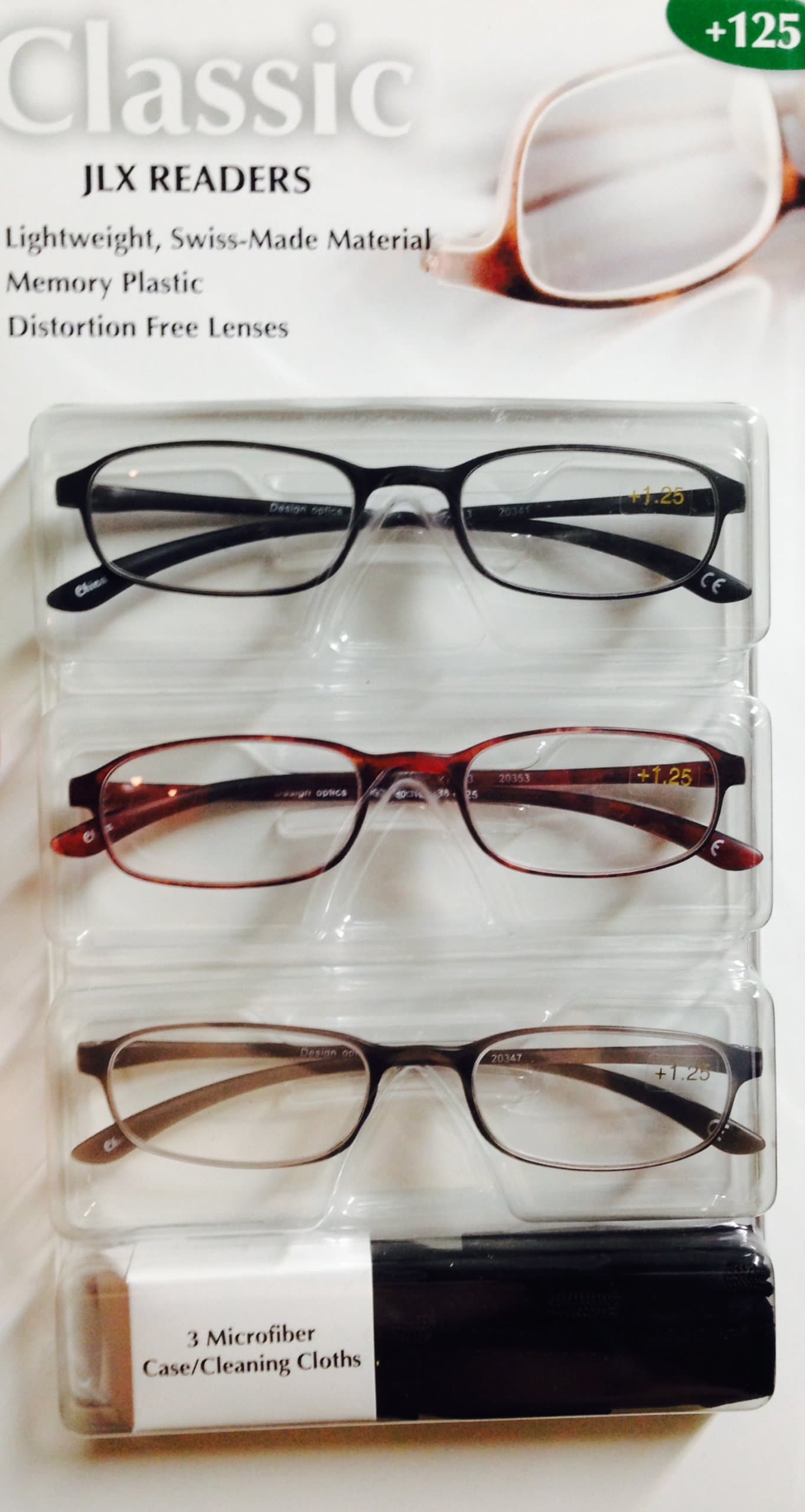 Reading Glasses Classics JLX Readers +125, Lightweight, Swiss Made Material, Distortion Free Lenses