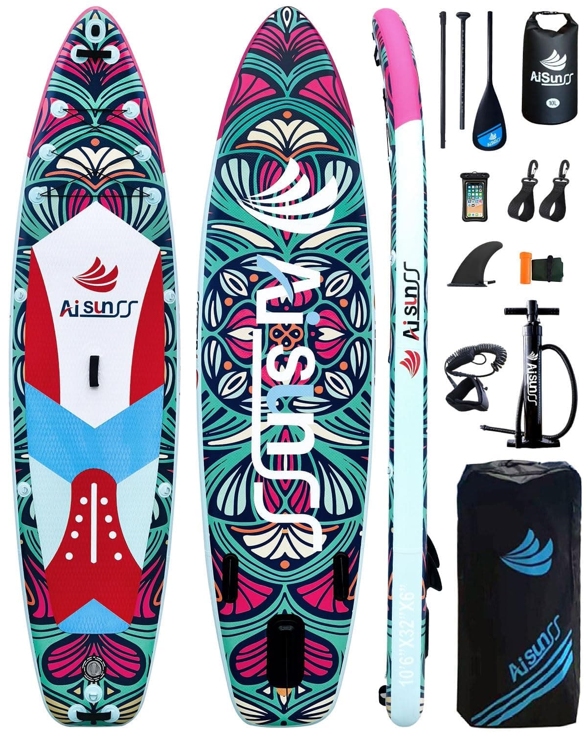 Inflatable Paddle Board for Adult, Paddle Board for All Skill Levels, Wide SUP Board with Primium Accessories Include SUP Carry Bag, Hand Pump, 10L Waterproof Bag and Adj Paddle