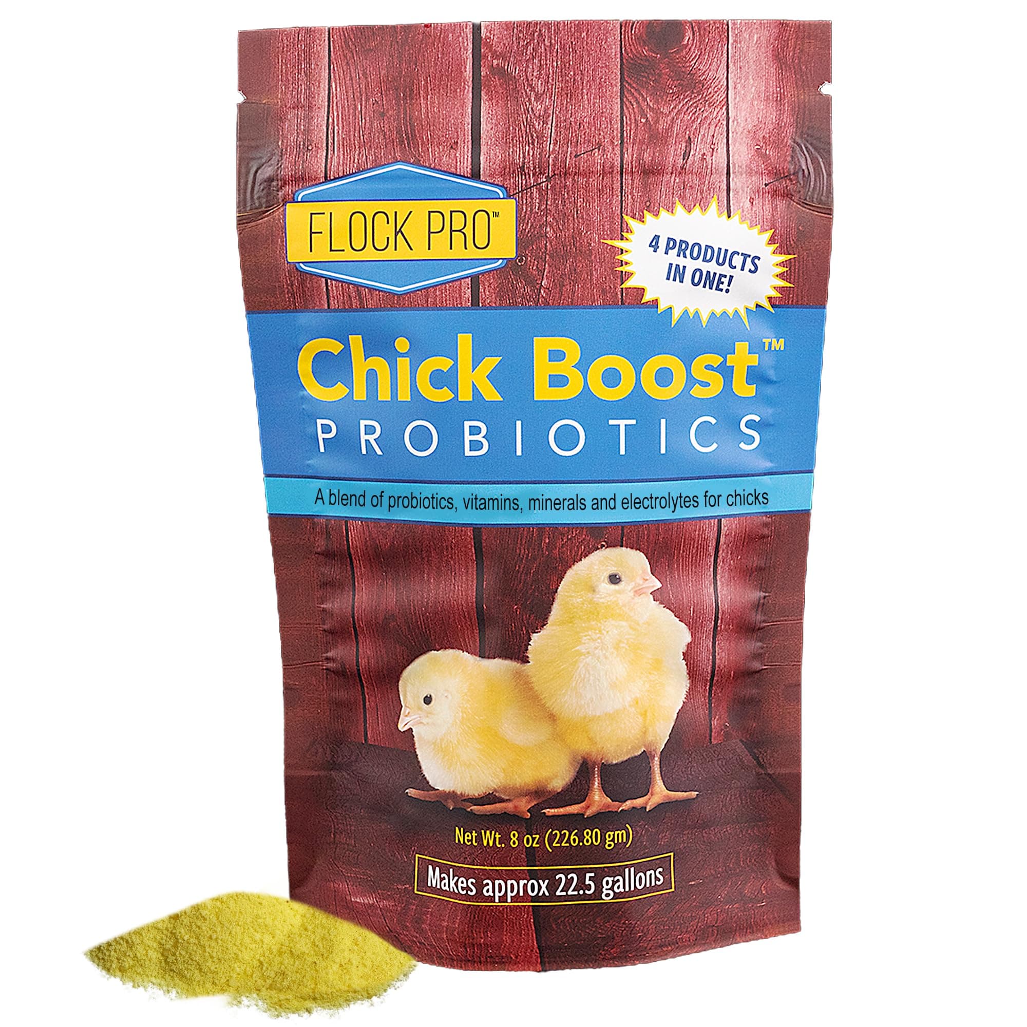 Flock PRO Chick Boost Probiotic - Probiotics, Vitamins, Minerals and Electrolytes for Chickens | Chicken Vitamins and Supplements for All Poultry - 8oz