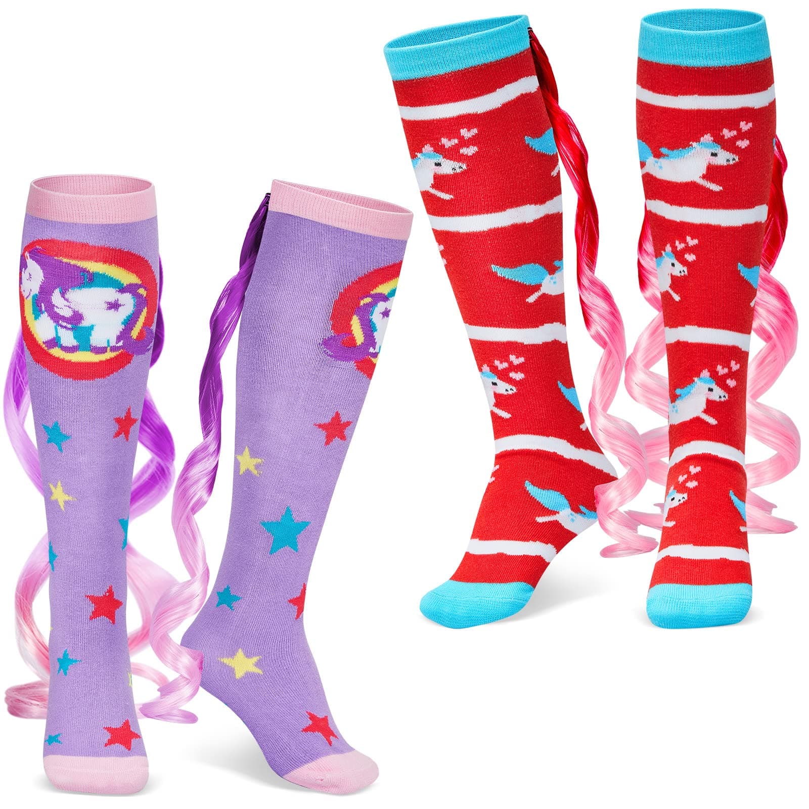 TarpopUnicorn Socks for Woman 2 Pairs Cute Animal Crazy Novelty Unicorn Socks High Unicorn Socks Long Socks