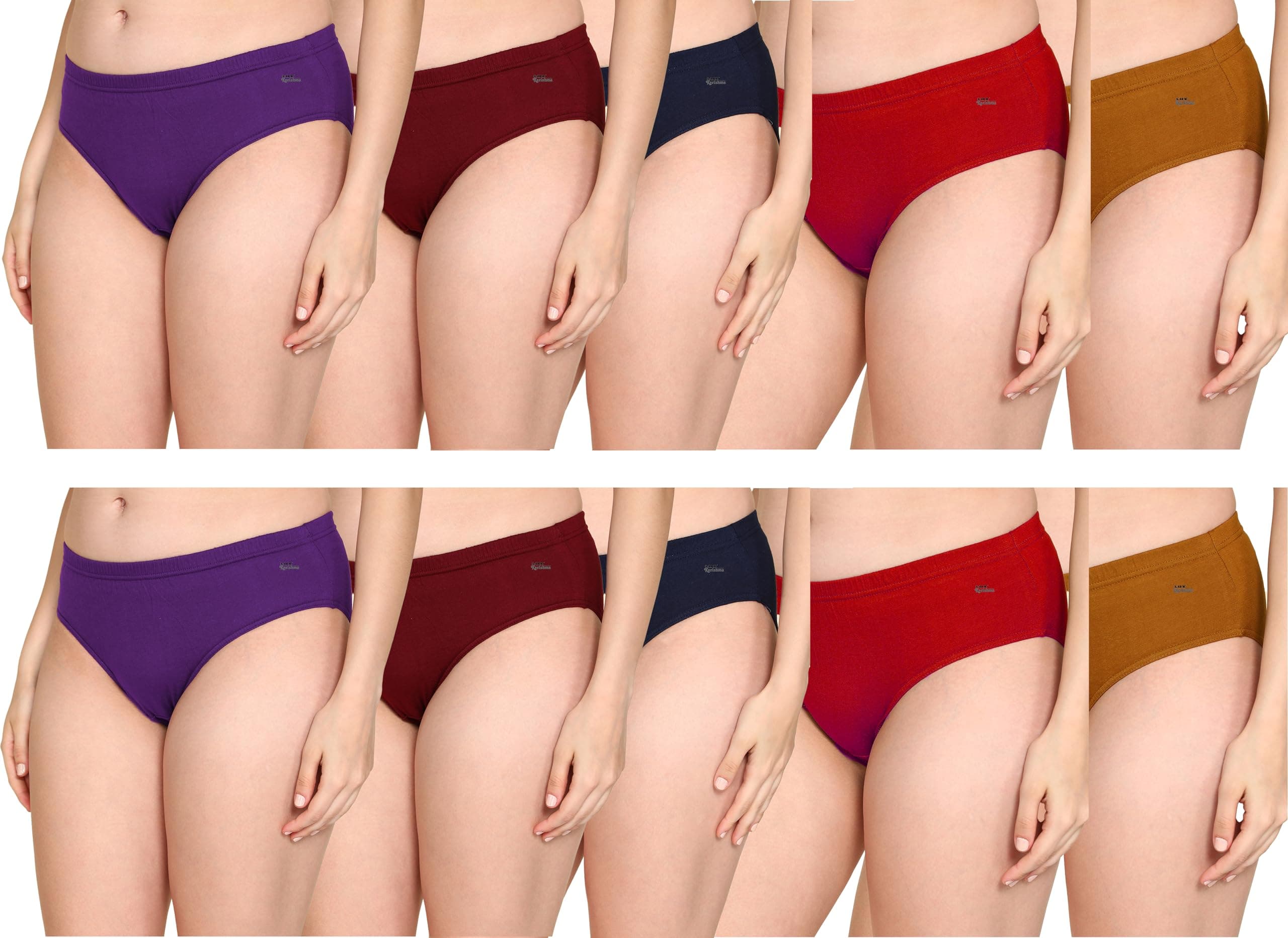 LuxWomen's Cotton Solid Hipster Panties (Pack of 5) (Plain_PO10_80)