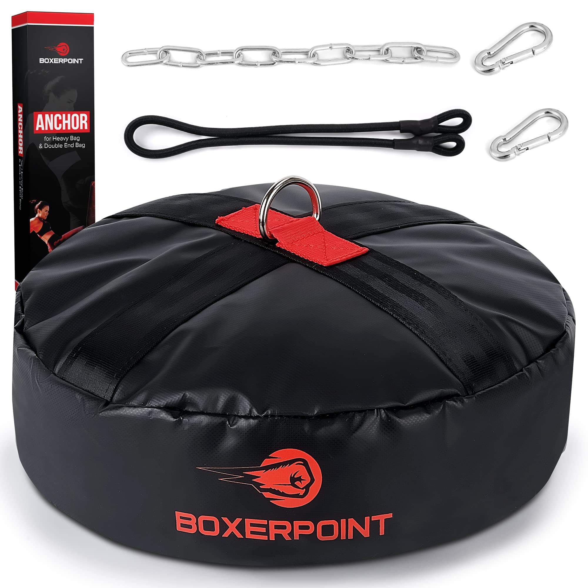 BOXERPOINT Double End Bag Anchor - Skidproof Heavy Bag Anchor Bag, Heavy-Duty Floor Anchor for Boxing Bags - PVC Double Punching Bag Stand Weight for Punching Bag, Gym Equipment Boxing Accessories