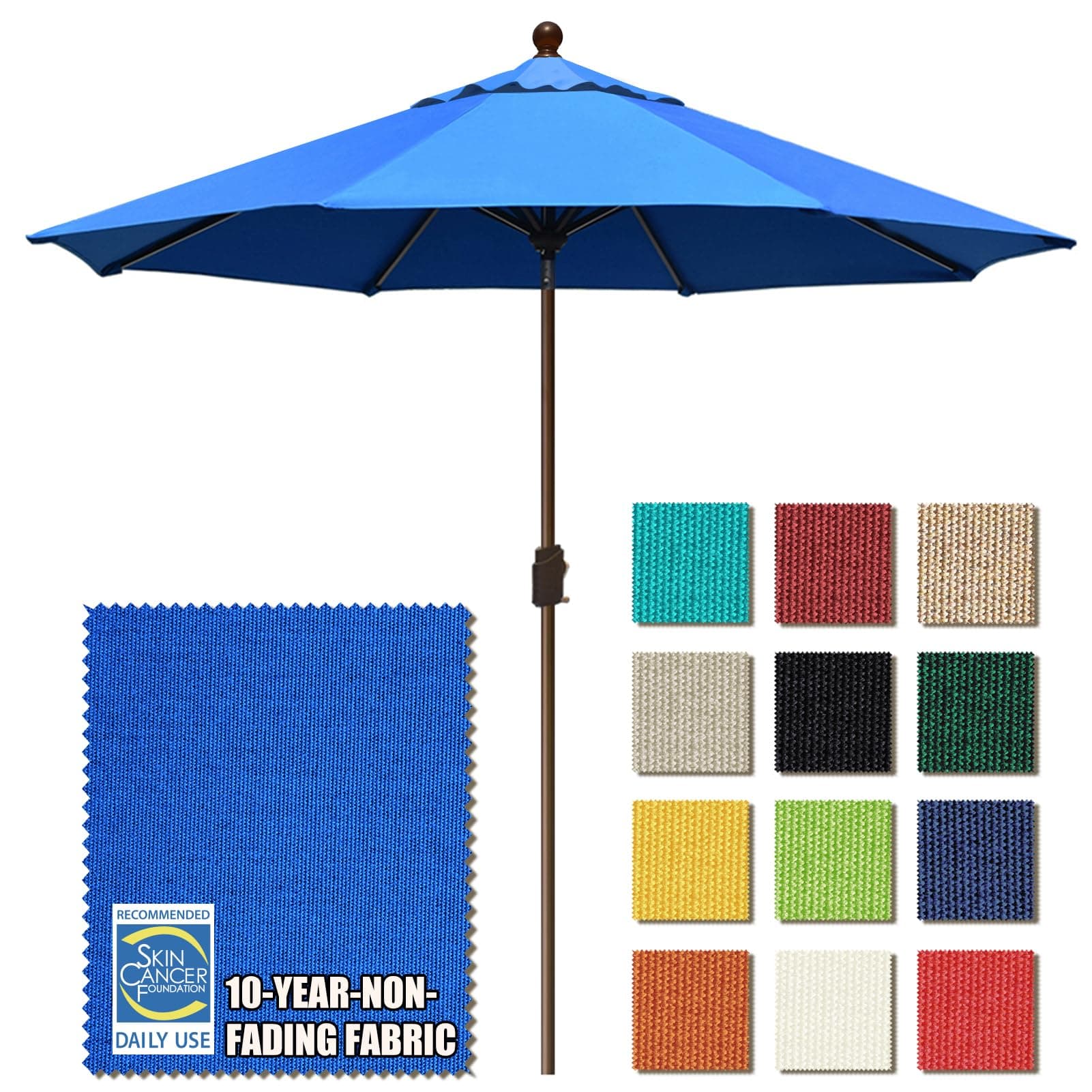 EliteShadeUSA 10-Year-Non-Fading Sunumbrella 9Ft Market Umbrella Patio Umbrella Outdoor Table Umbrella with Ventilation,Royal Blue