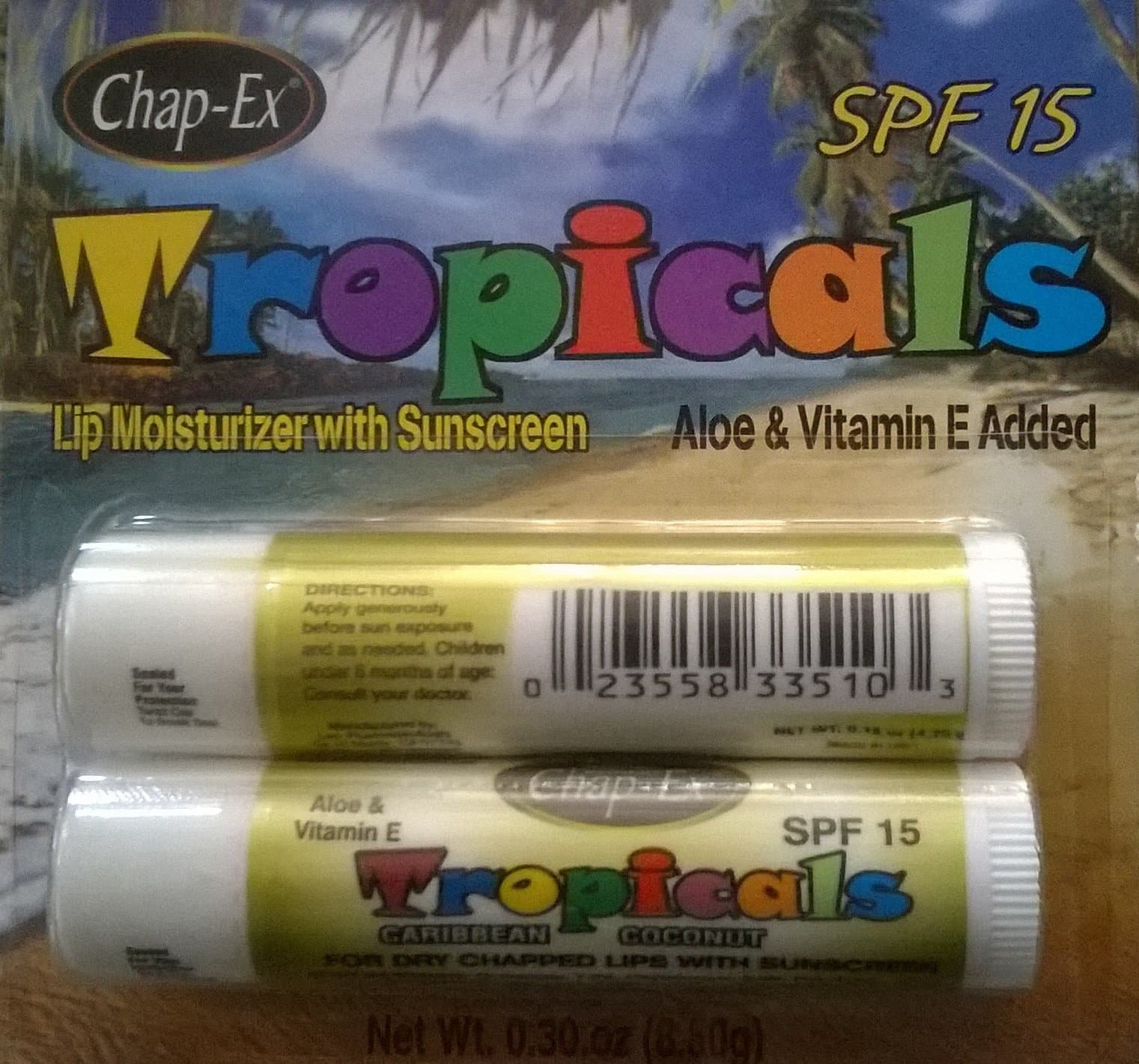 Chap-Ex Tropicals Lip Moisturizer with Sunscreen (Aloe & Vitamin E Added)