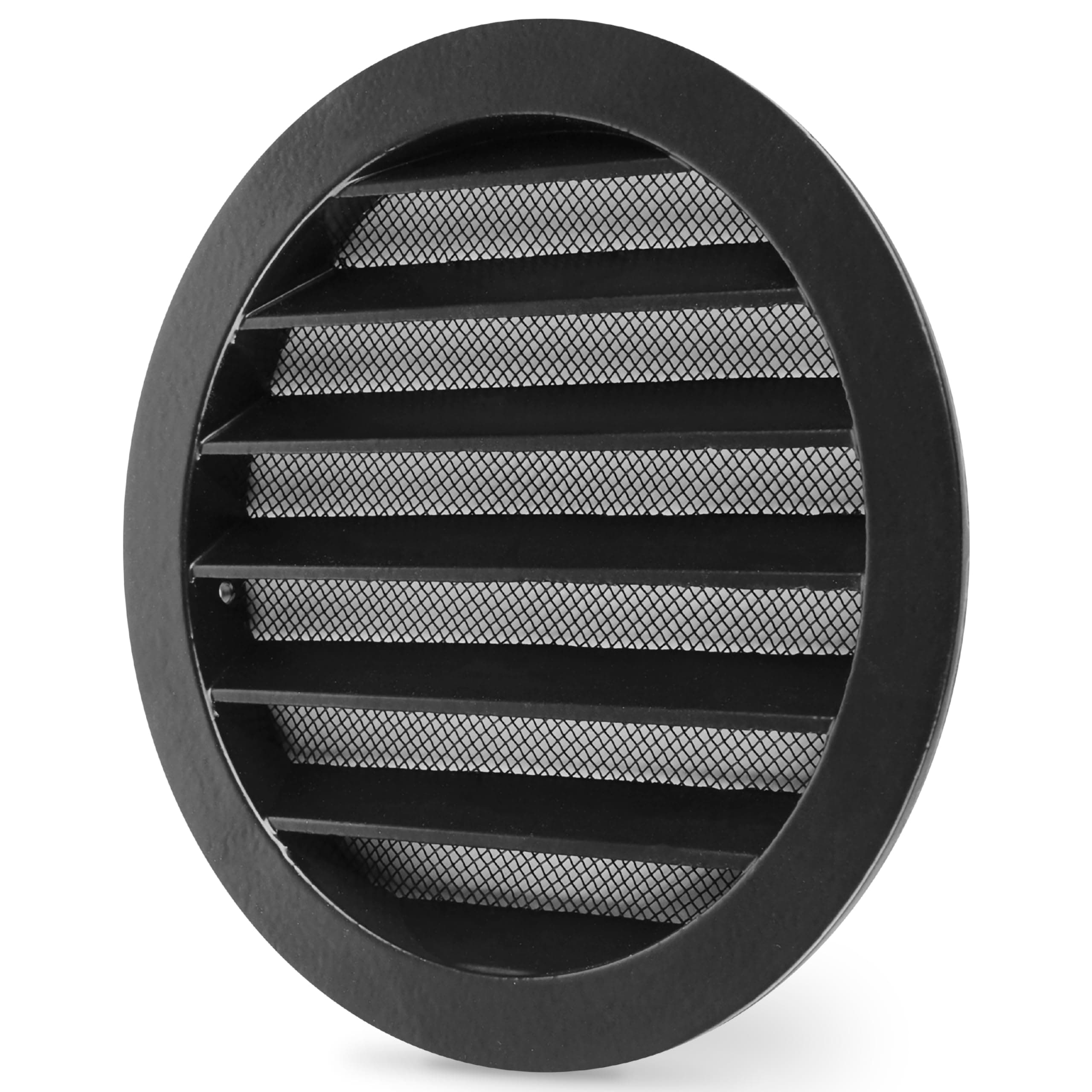 calimaero® WSGB 5" Inch Black Round Metal Air Vent Grill Cover Flat Louver with Fly Screen Fits Only with Metal Ducts