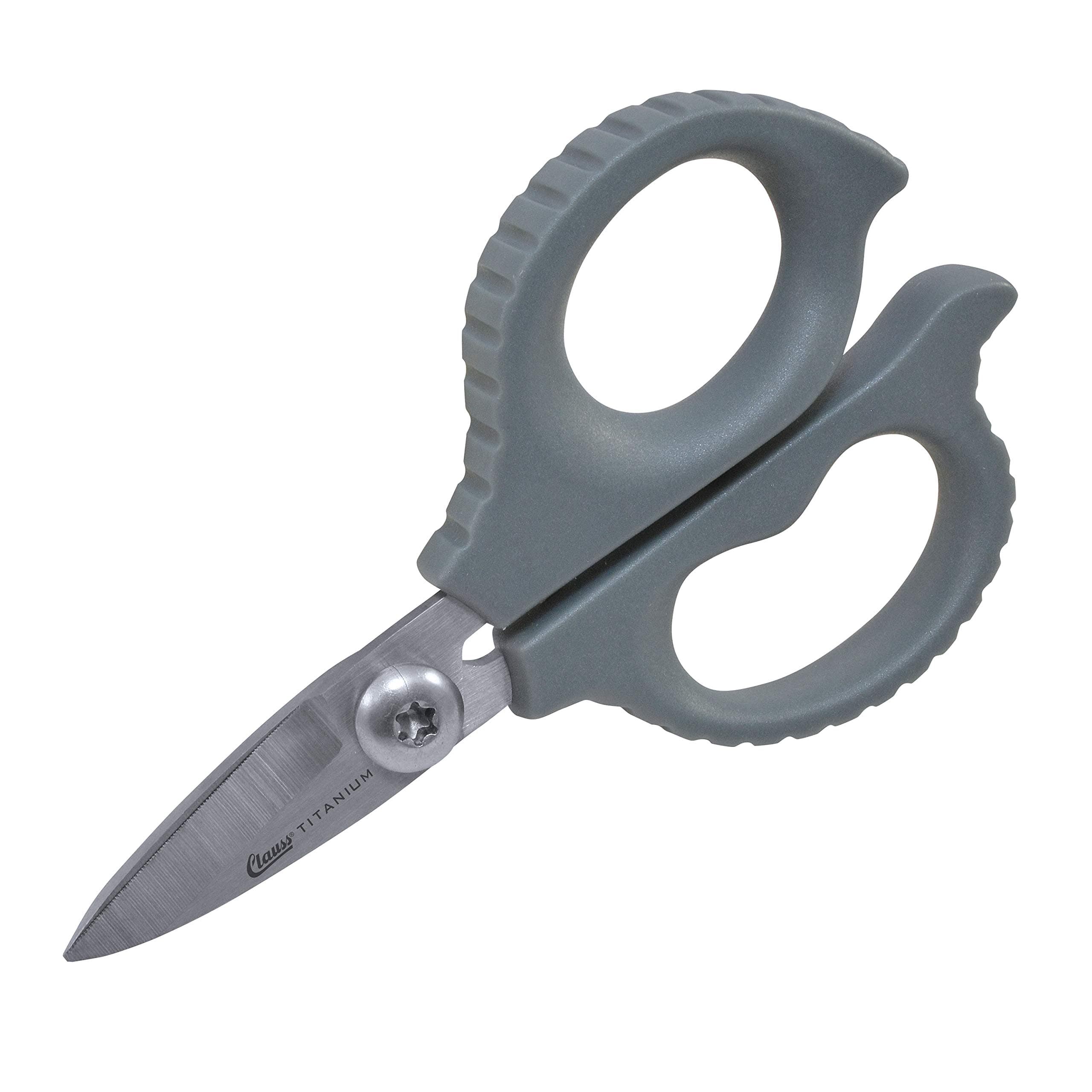 High Carbon Steel, Titanium Bonded 5.5" Kevlar Shear, Industrial, Serrated, Grey