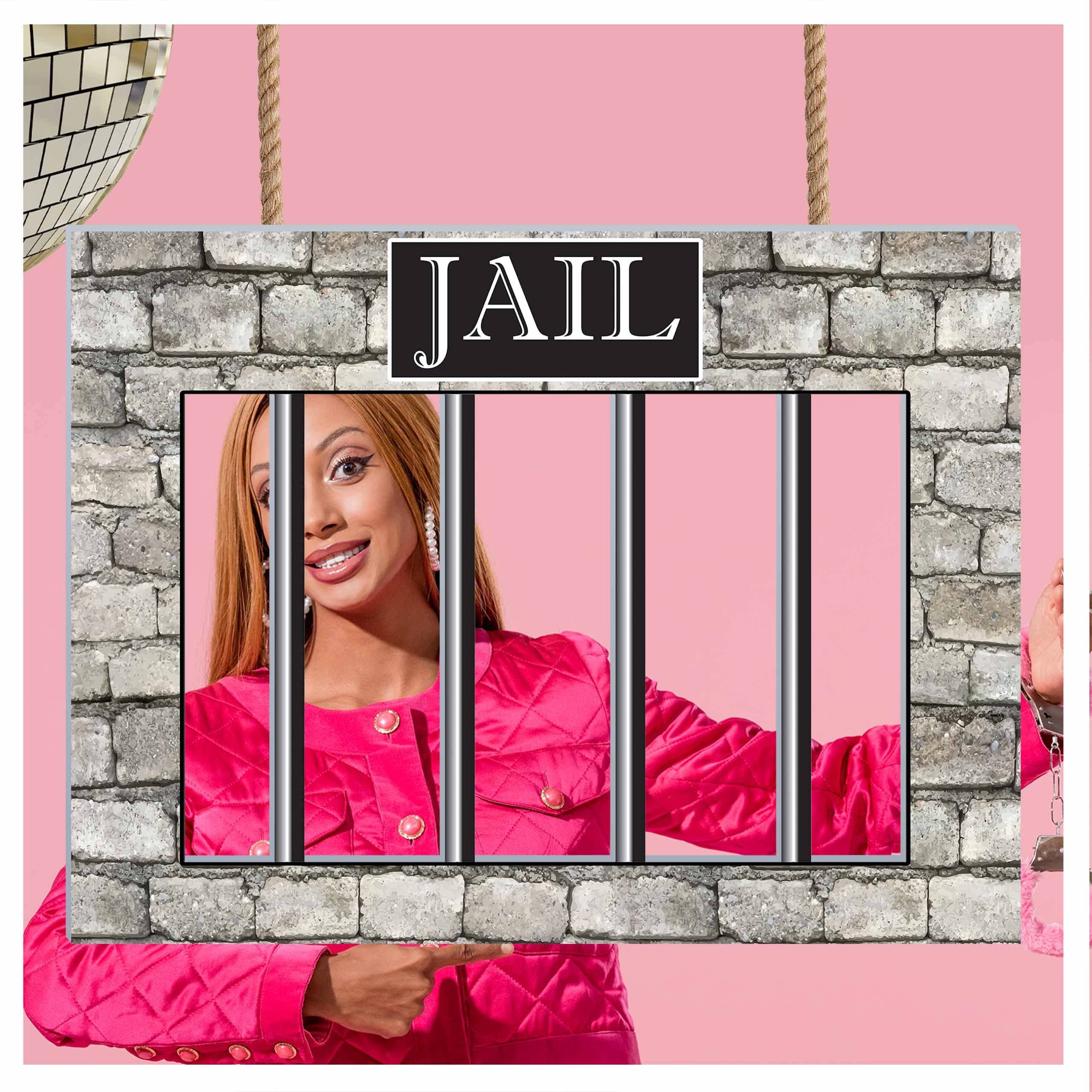 Jail Bars Party Photo Booth Frame, Mugshot Selfie Prop, Size 36x24, 48x32, Personalized Prison Party Decor, Murder Decorations Photo Frame, Custom Crime Party Supply, Prohibition Decoration Props