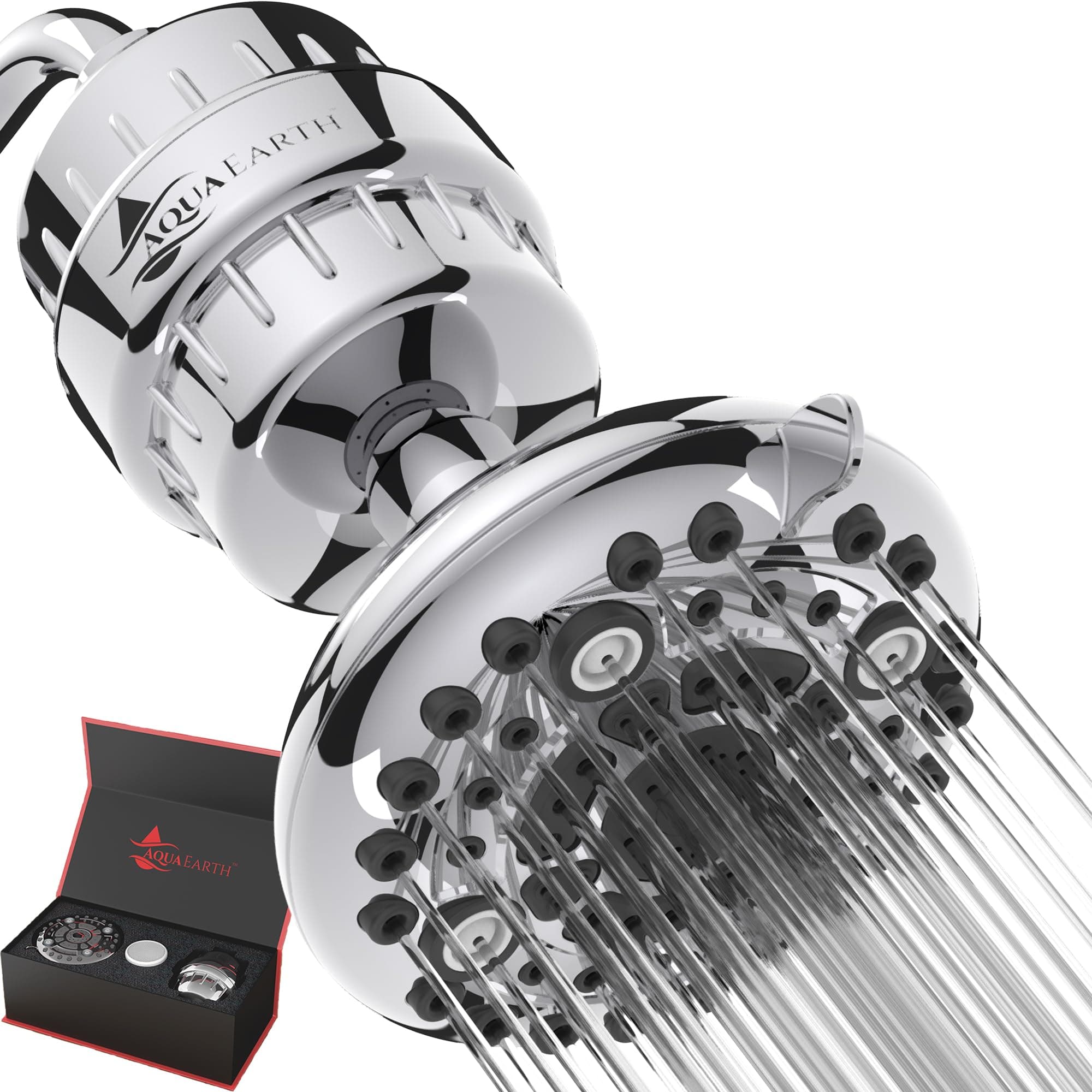 Aqua Earth Shower Head Filter Combo High Pressure Filtered Shower head with Water Softener Filter for Hard Water Set Remove Chlorine Fluoride and Harmful Substances
