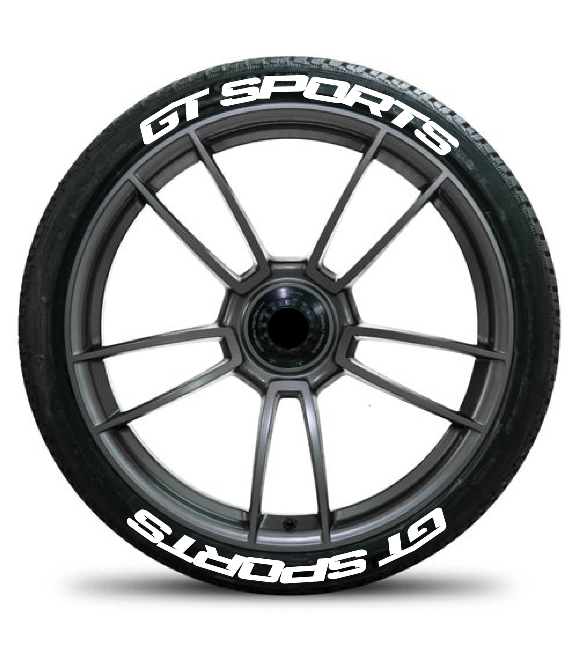 Motorik Rubber Tire Sticker GT Sports Permanent 3D Tyre Decals Lettering kit (for 14 15 16 17 inch Wheel) in 3D (8 Letter Set).