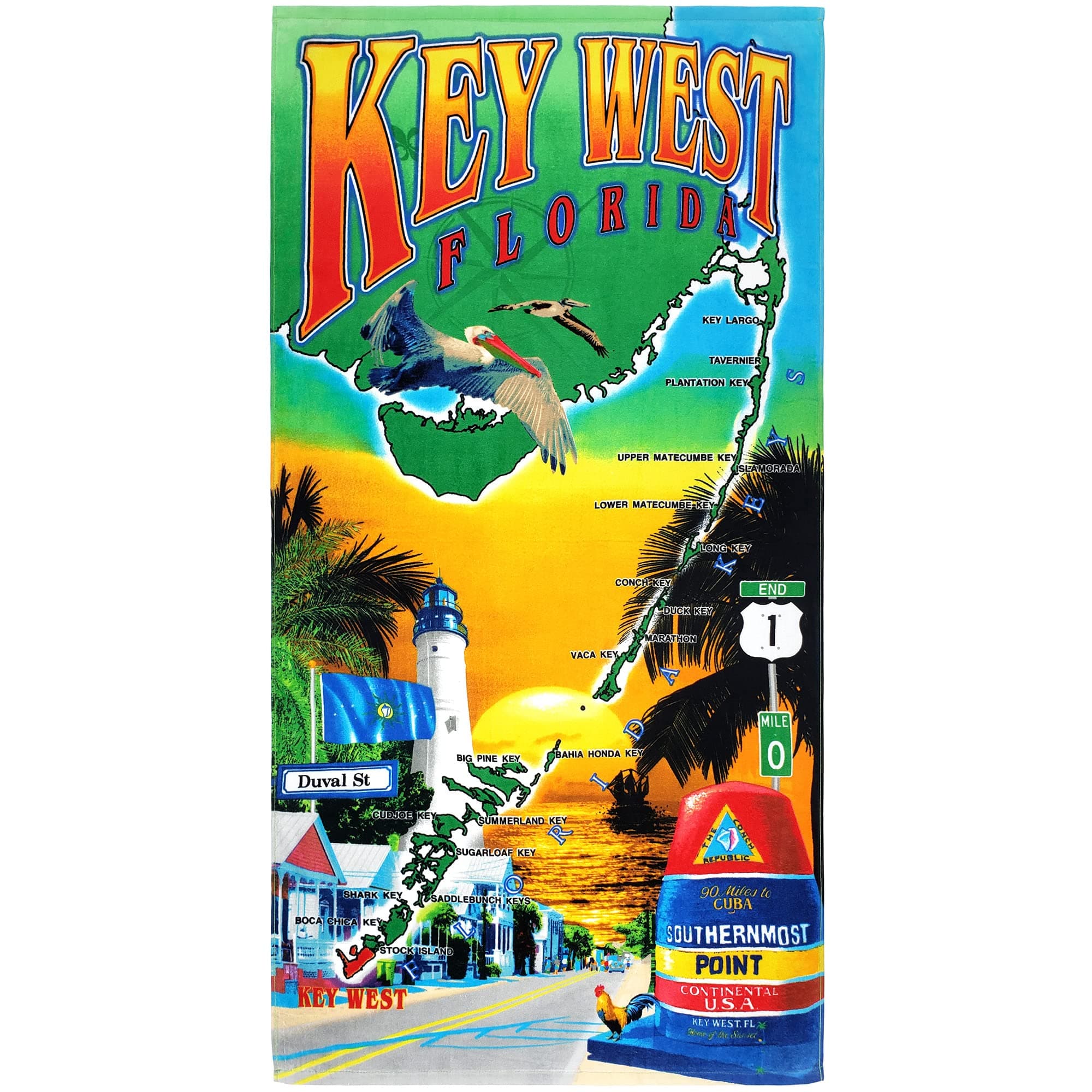 Island GearIsland Gear Key West Florida Collage 30x60 Cotton Velour Beach Towel