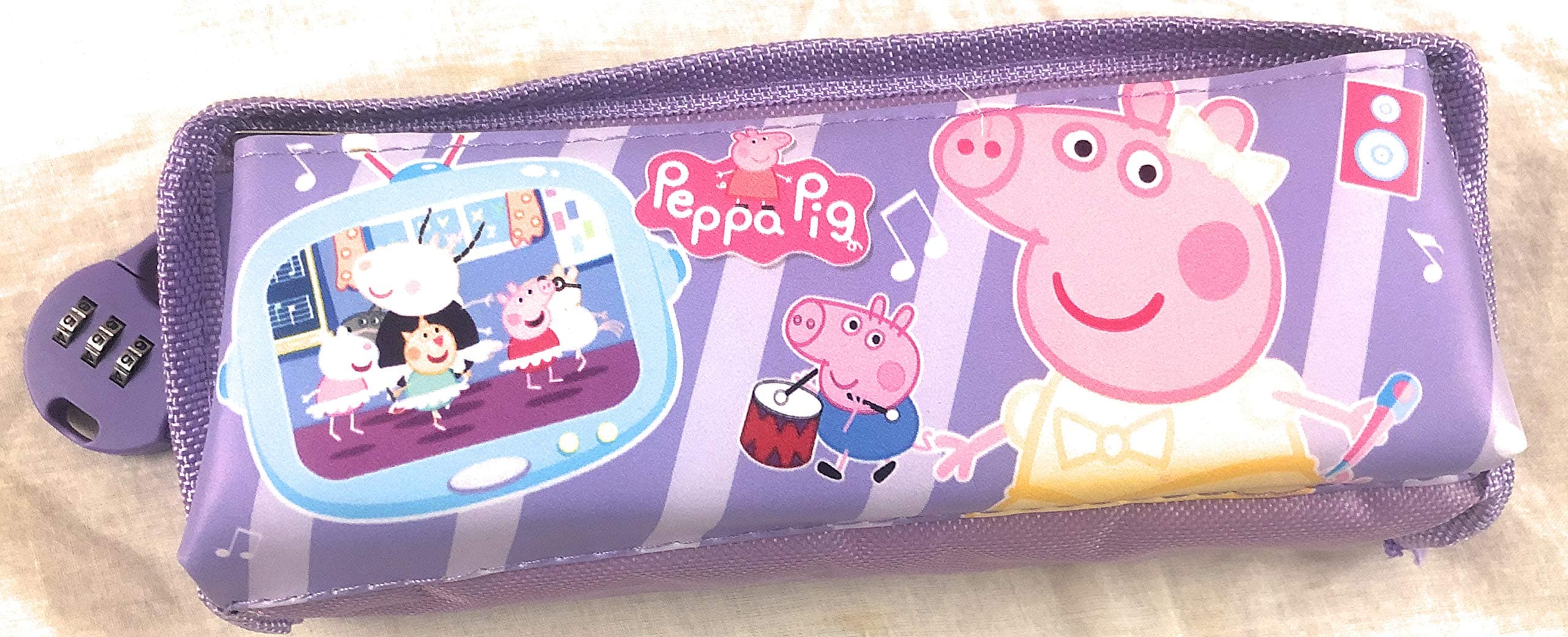 SWARUP " Peppa Pig Theme Pencil case / Pencil Box / Pencil Pouch / Stationary / School / Pencil case Pouch / for School, College, Office etc." (Purple)