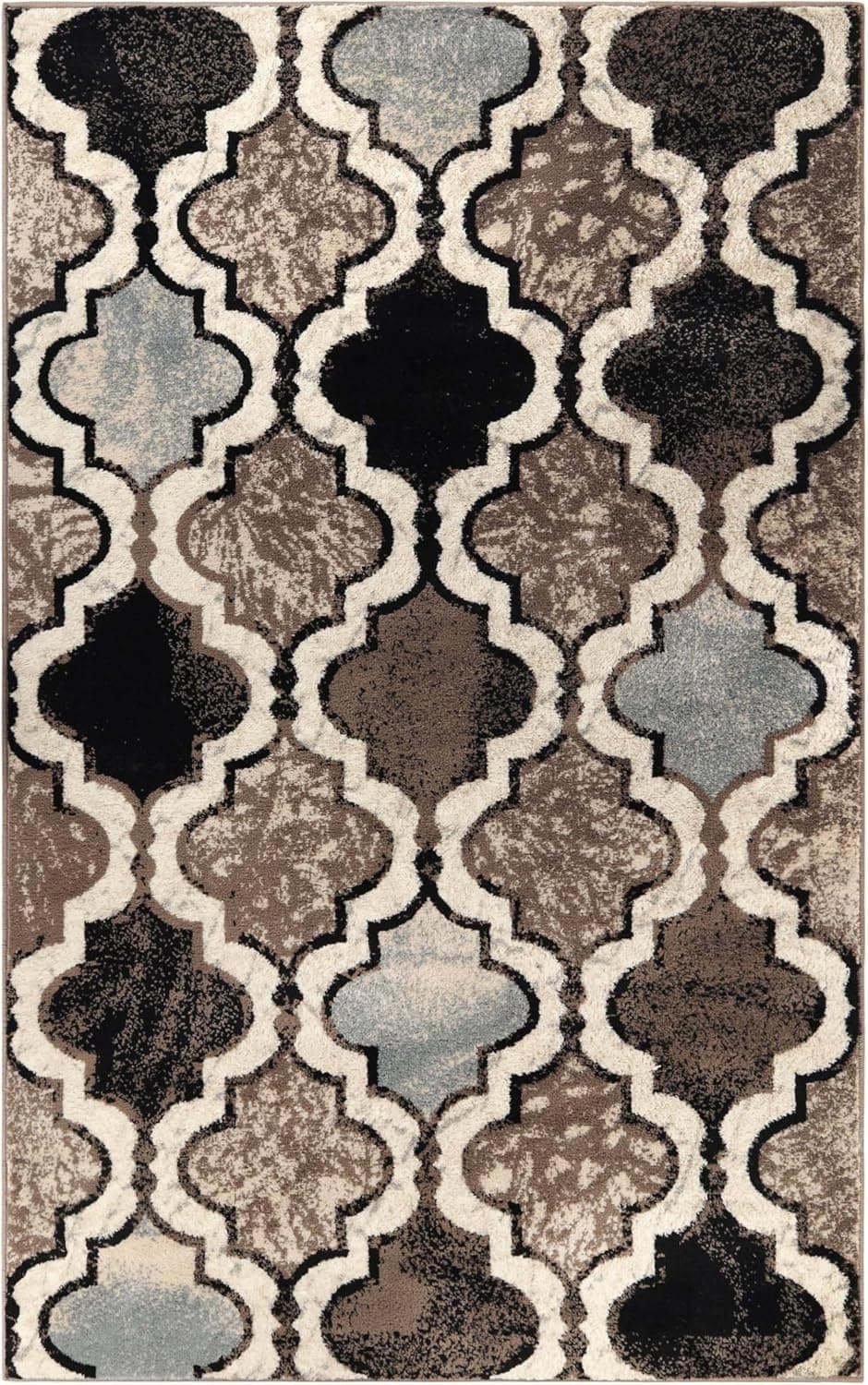 Superior Indoor Large Area Rug, Jute Backed, Perfect for Living/ Dining Room, Bedroom, Office, Kitchen, Entryway, Modern Geometric Trellis Floor Decor, Viking Collection, 6' x 9', Ivory