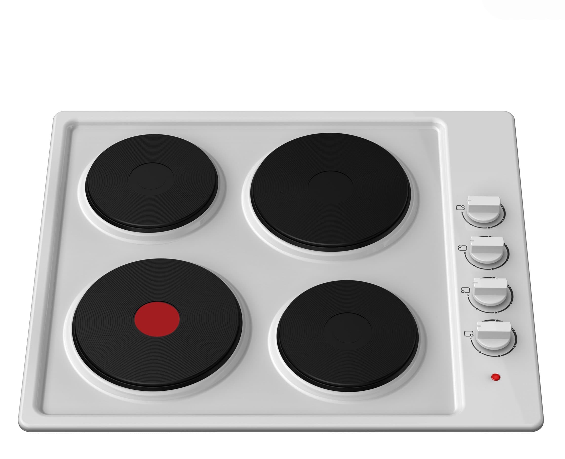 Cookology 60cm White Solid Plate Hob | Enamel Hotplate, 4 Zone, Electric, Built-in, 600mm, SEP600WH