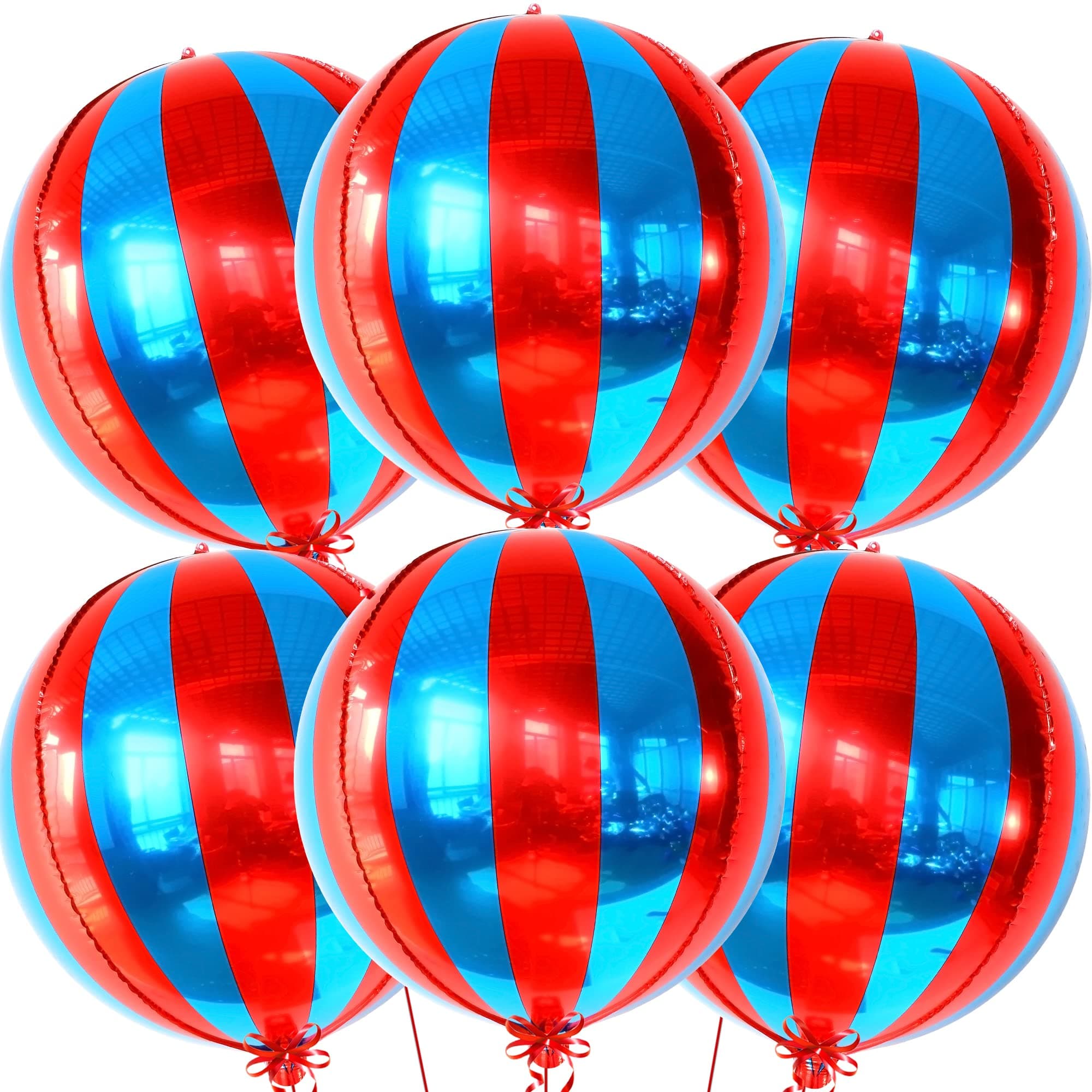 – KatchOn, Big Red and Blue Carnival Balloons - 22 Inch, Pack of 6 | 4D Red Blue Balloons, Circus Decorations | Carnival Theme Party Decorations | Circus Theme Party Decorations | Carnivals Decorations