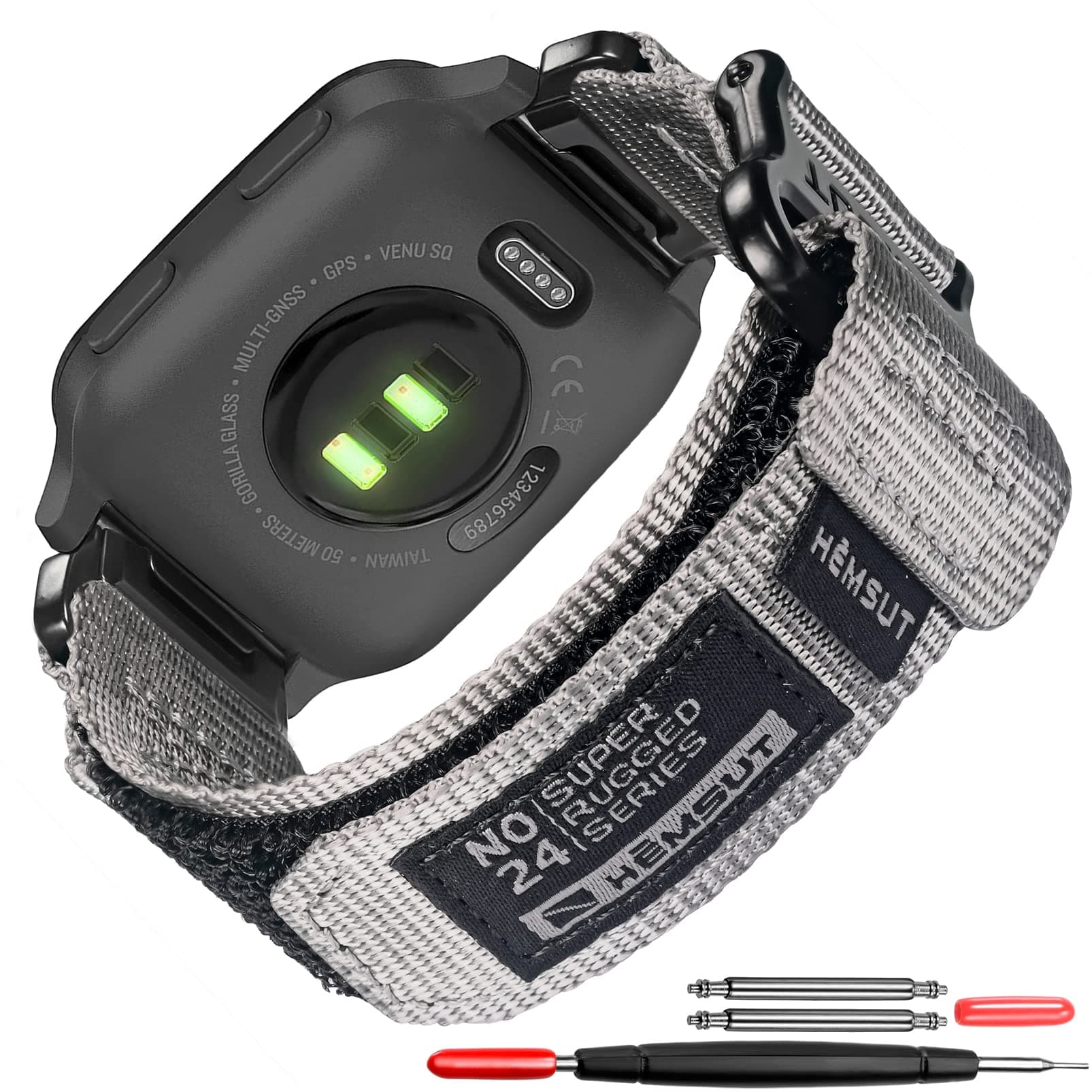 SMITHACompatible for Garmin Watch Band Venu/Venu Sq/Venu Sq Music Quick Release Pins, Super Rugged Nylon Sports Strap With Woven Loop Design, 20mm Replacement Strap