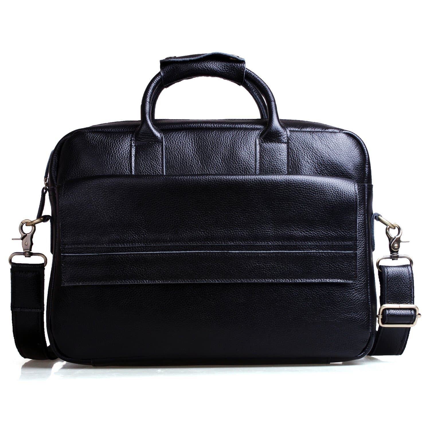 Amango Full Grain Cowhide Leather Messenger Bag for Men Fit 15'' Laptop Black A9277