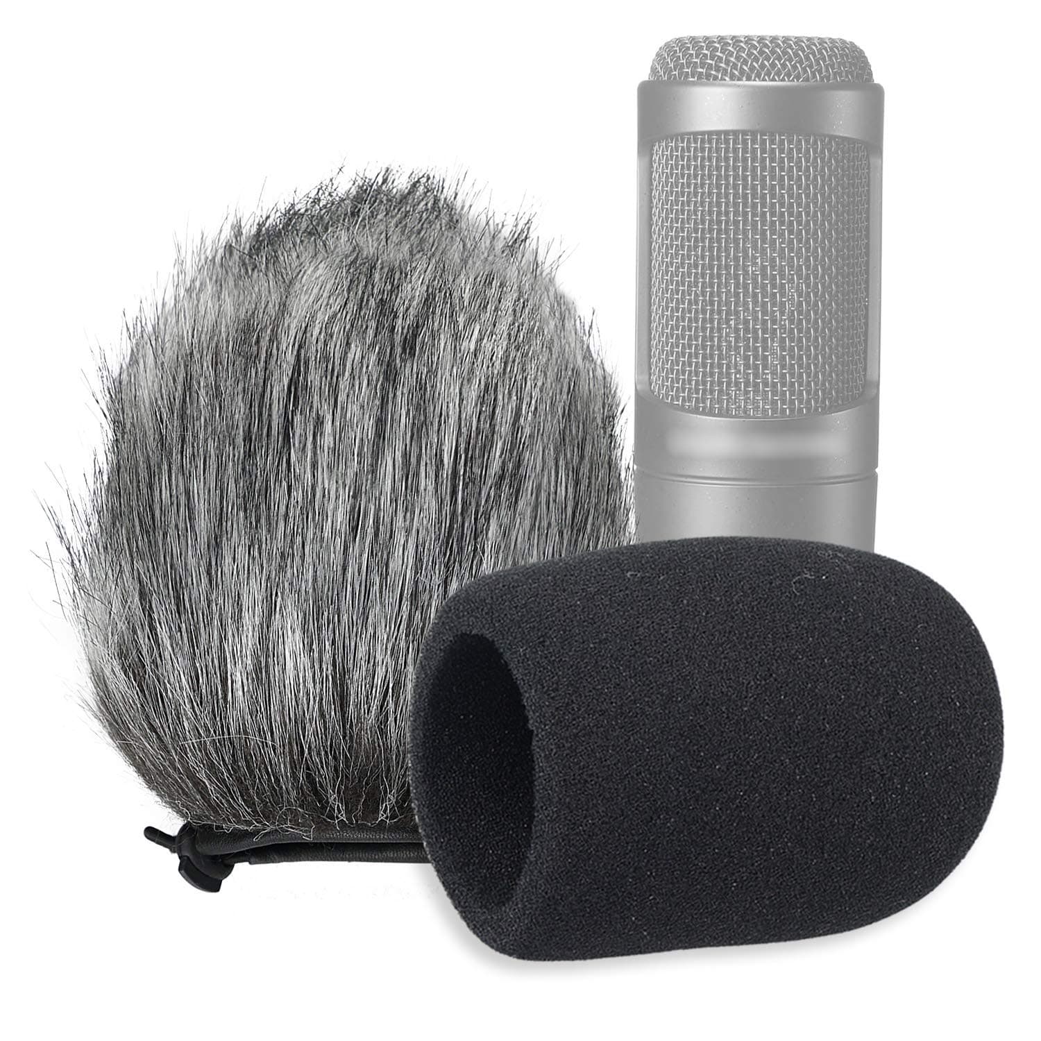 SUNMON Windscreen and Foam Cover, Indoor Outdoor Microphone Wind Muff for Audio-Technica AT2020, AT2020USB, AT2020USB+ mic AT2035, AT4040, AT2050 Microphone（2Pack）