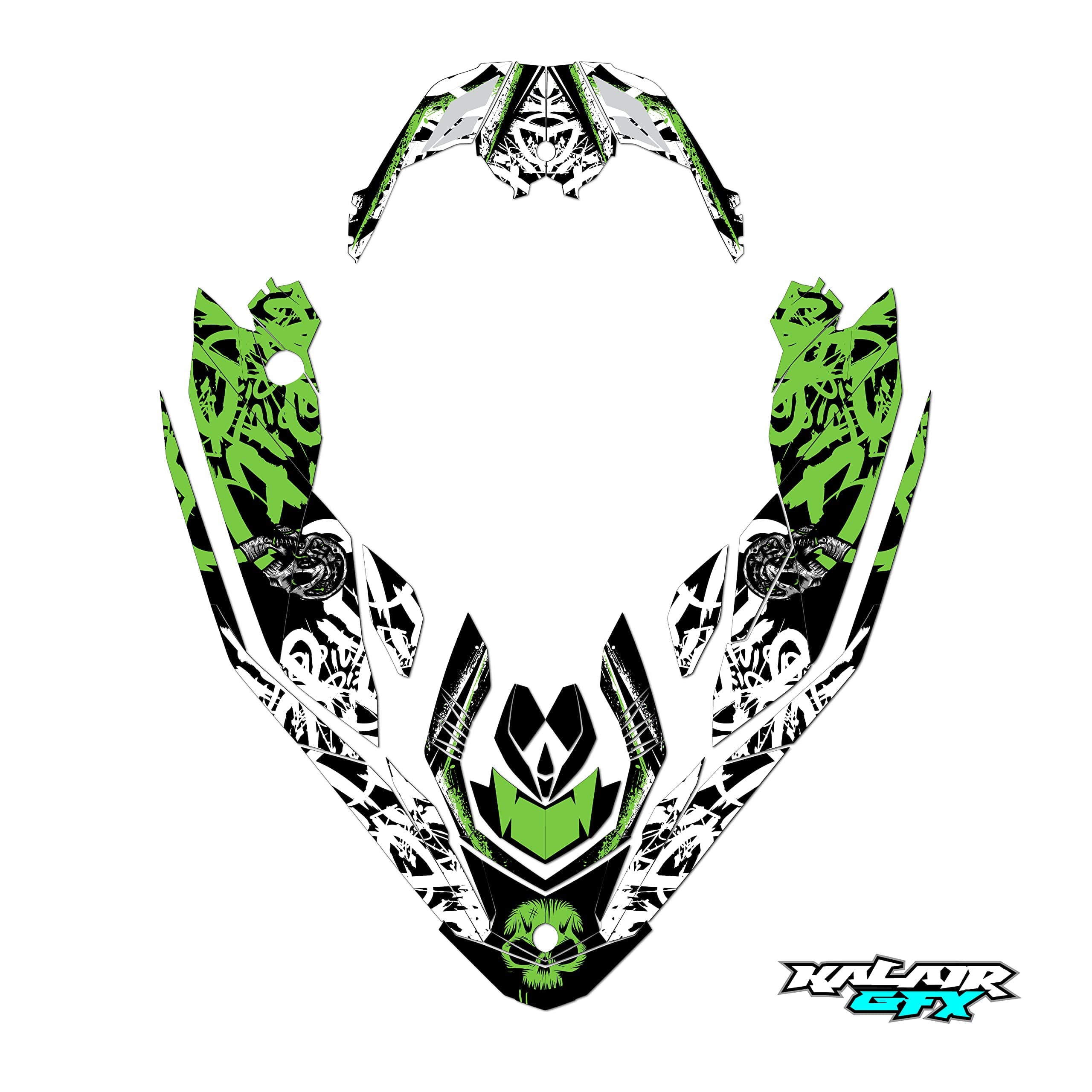 Kalair GFX Graphics Kit for SEA-DOO SPARK TRIXX (All Years) REVOLT Series Green 16 Mil - jet ski graphics, watercraft decal no-plastics