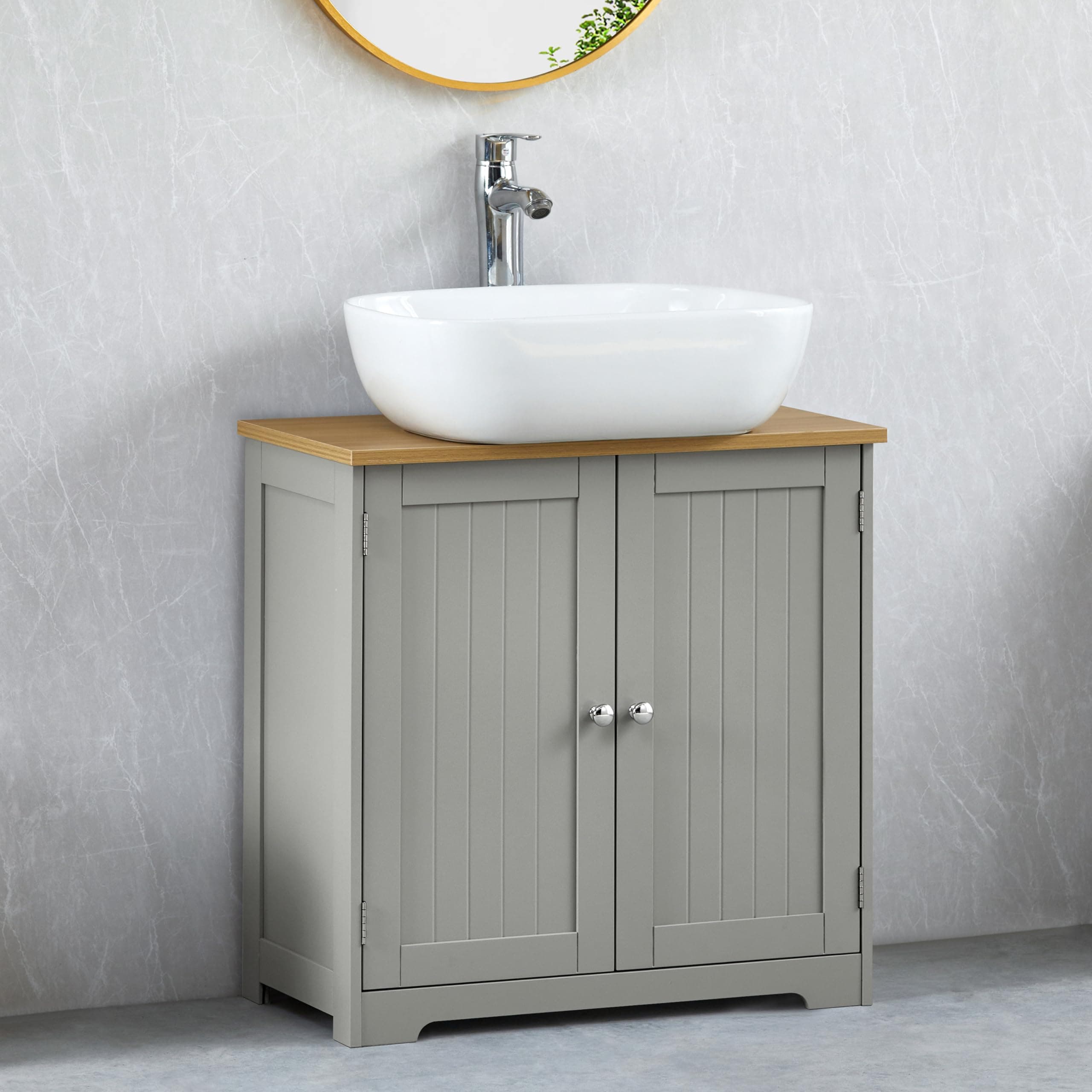 Bath Vida Priano Under Sink Bathroom Cabinet Floor Standing Storage Cupboard Basin Unit, Grey