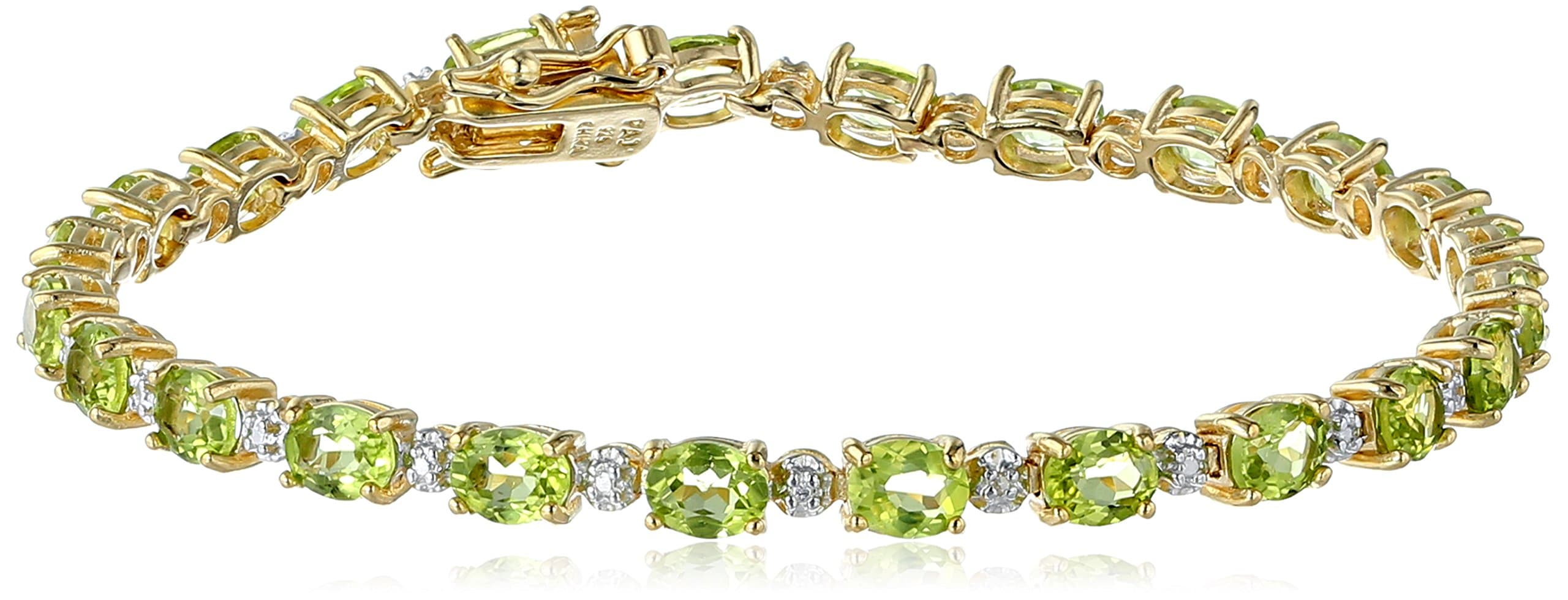 Amazon Essentials18k Yellow Gold Plated Sterling Silver Genuine Gemstones and Diamond Accent Tennis Bracelet