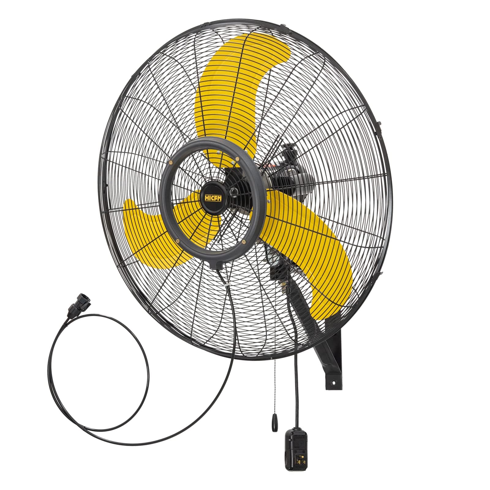 HiCFM 30 inch Misting Outdoor Oscillation Weatherproof Wall Mounted Fan with IP44 Enclosure Motor, GFCI Plug, 9300 CFM 3-Speeds High Velocity Powerful Wall Fan, UL Outdoor Approved
