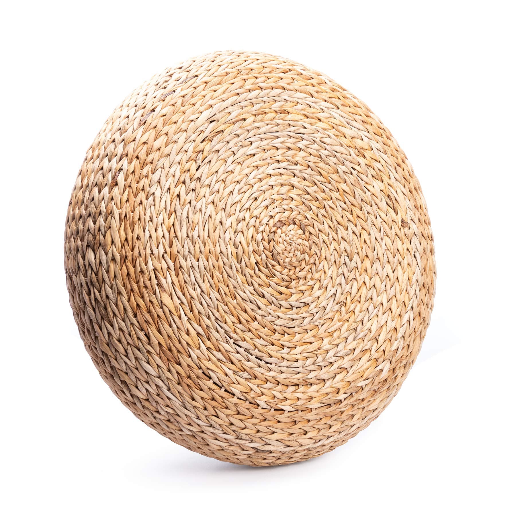 Natural Rattan Stool Ottoman - Outdoor Room Decor - Handwoven Banana Leaves Decorative Foot Rest - Round Pillow 18 inches - Gift for Women, Housewarming Summer Japanese Style Present for Her
