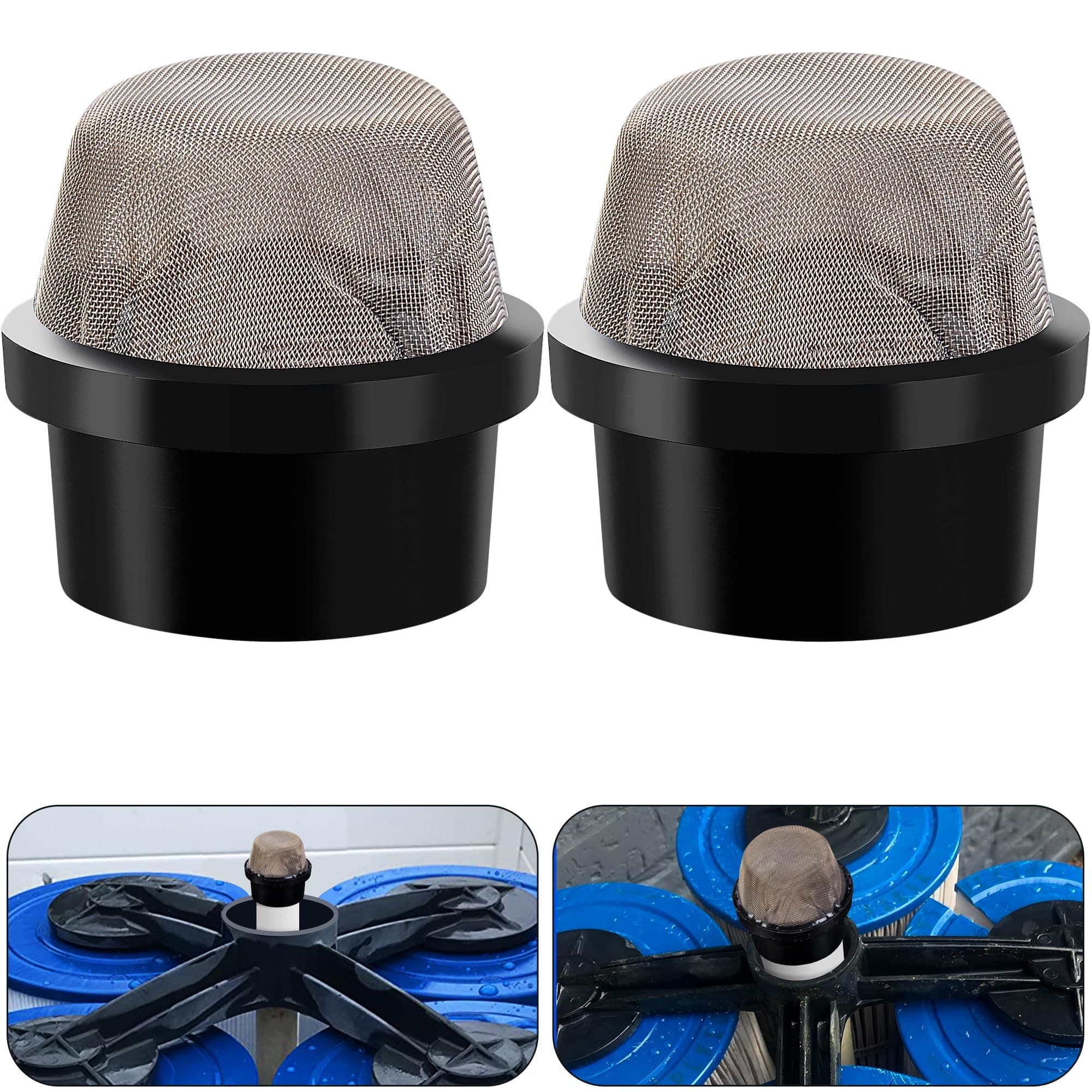 DECOHS 2 Pcs 190106Z Air Bleeder Screen Cap- Stainless Steel Screen Filter Cap Replacement Parts- Air Valve Strainer Cap for Most Pools Filters