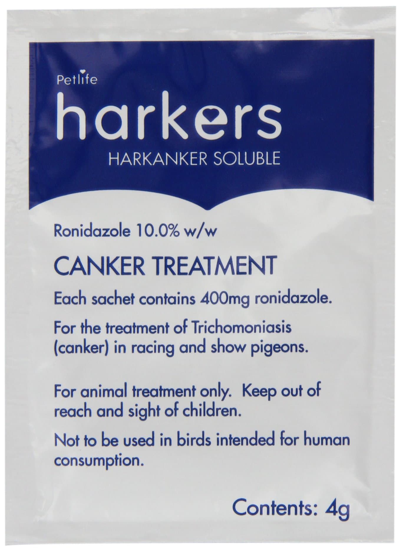 Petlife Harkers Harkanker Soluble Treatment for Canker for Pigeon, 10 x 400mg Sachets