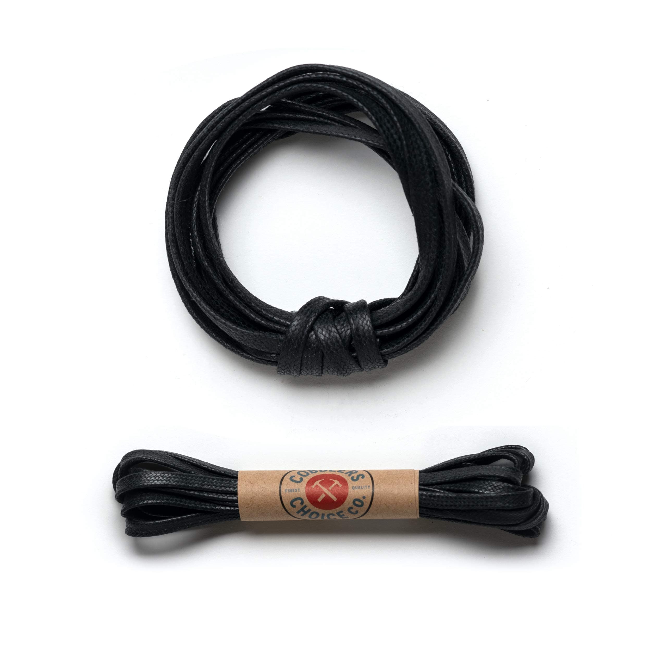 Cobblers Choice – プレミアムフラットワックス靴紐 カラー: ブラック