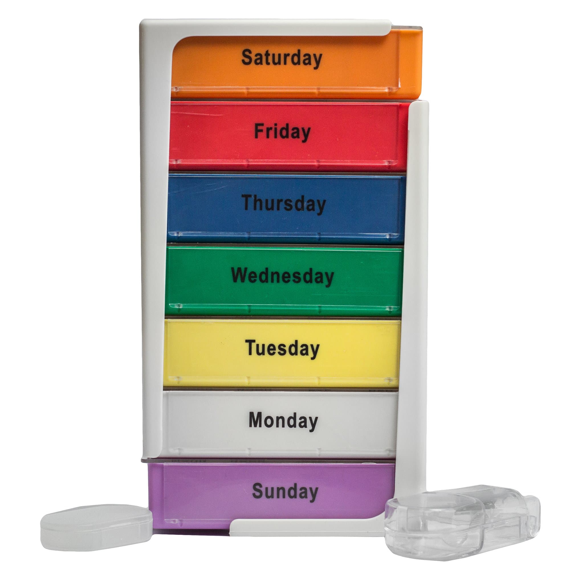 Extra Large 7 Day Stackable Weekly Pill Box Organizer Splitter XL Tower Travel Medication Organizer Morning Noon Afternoon Night Compartments