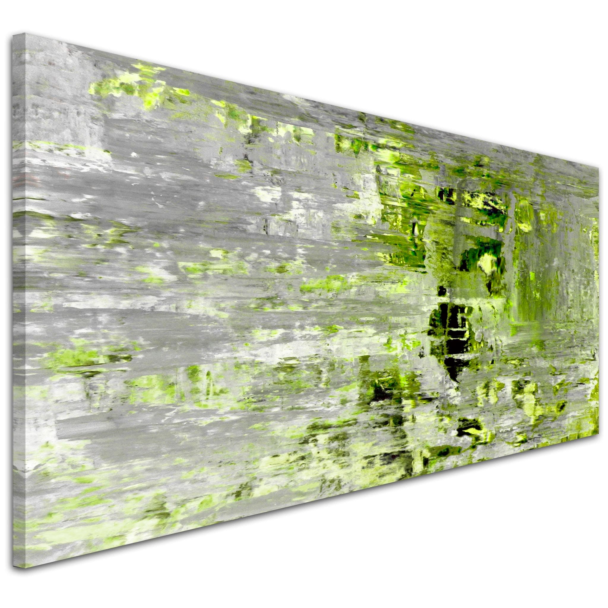 Wallfillers Lime Green Grey Abstract Painting Wall Art Abstract - 1360-118x49cm